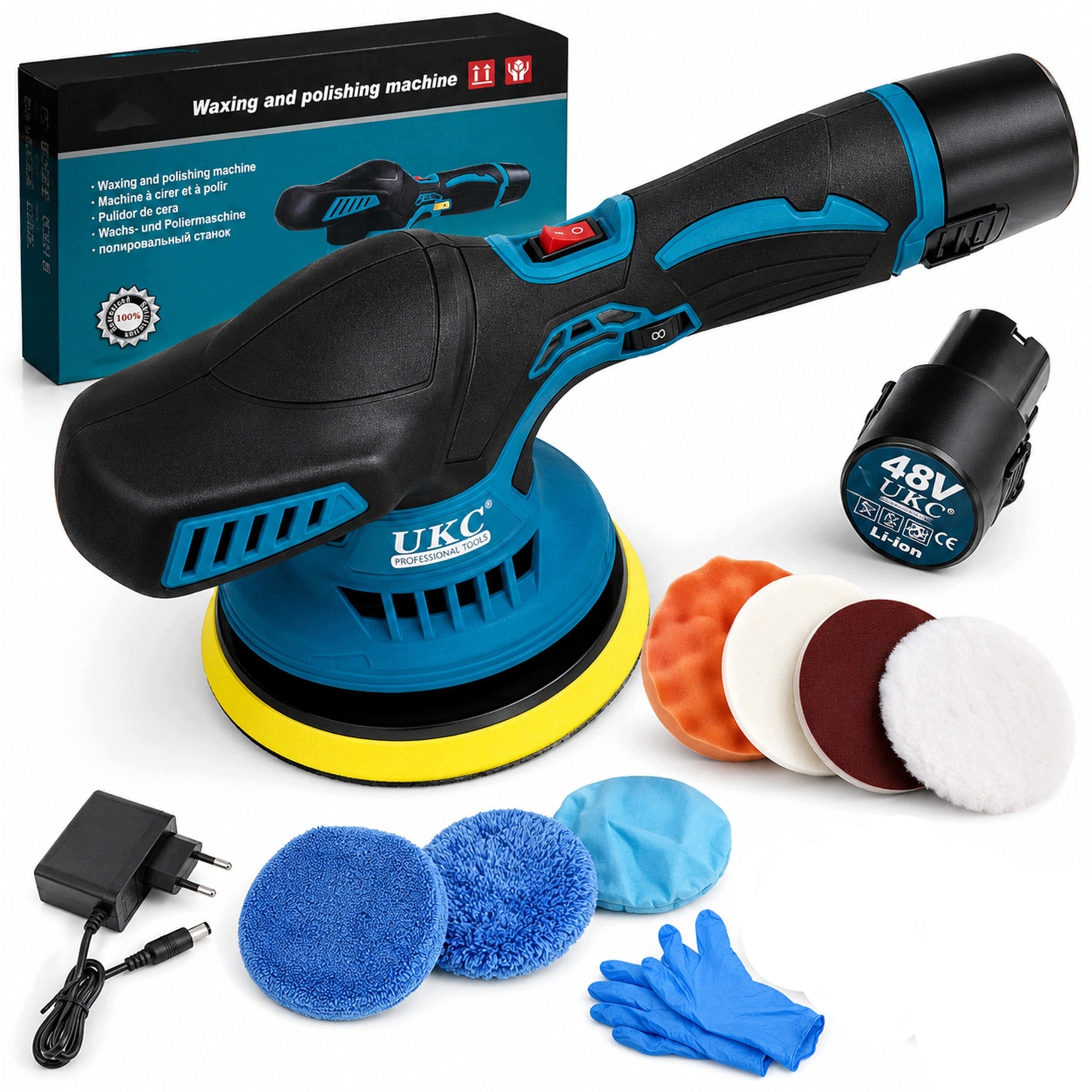 CORDLESS CAR POLISHER UKC 320W 150mm 2BATTERIES RICH SET