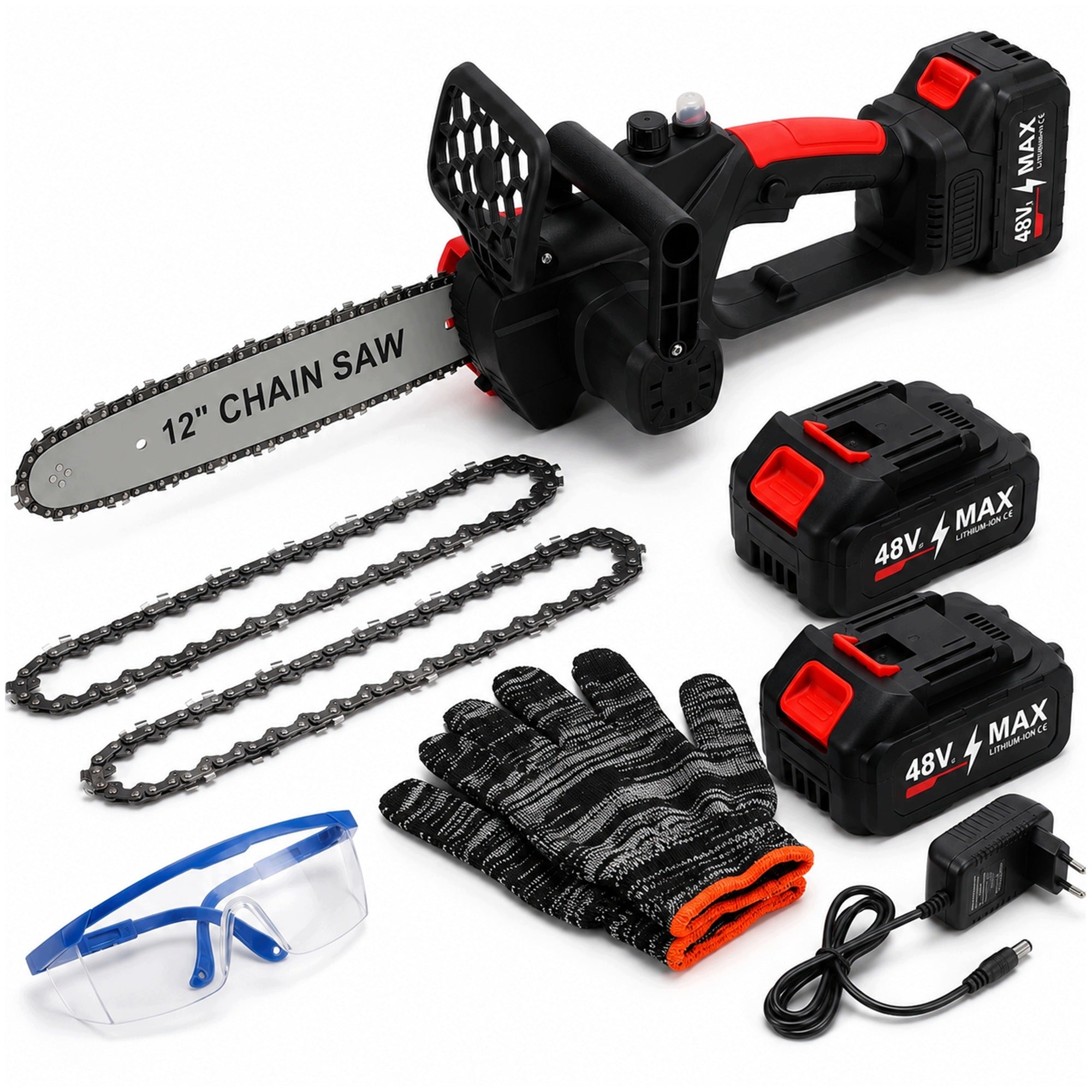 CORDLESS CHAINSAW 12" BRANCH SAW 2 BATTERIES SUITCASE