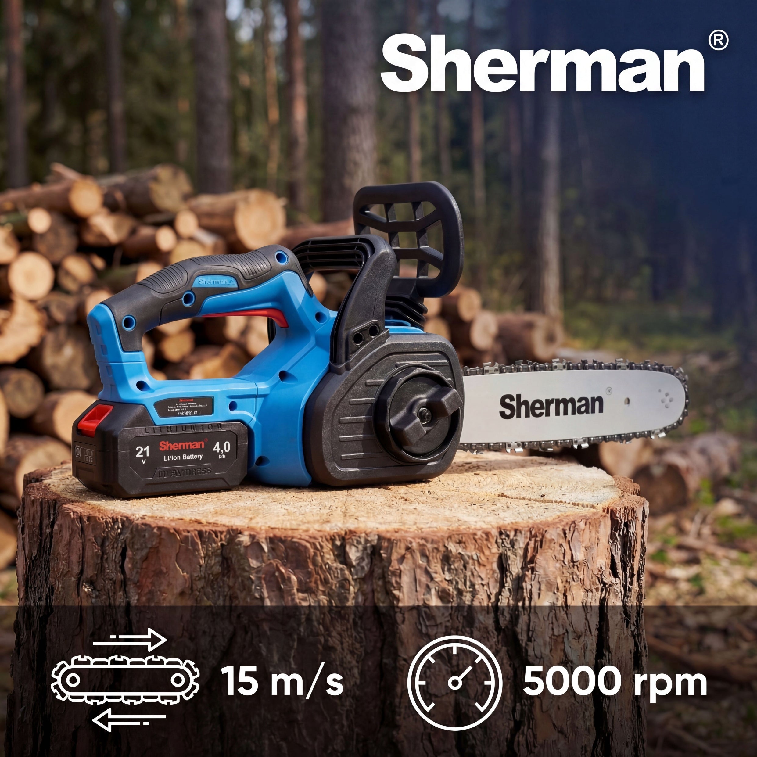 CORDLESS CHAINSAW 12" ET512 2x BATTERY 4.0Ah / 21V Sherman Manufacturer code PIŁA ŁAŃCUCHOWA NA AKUMULATOR