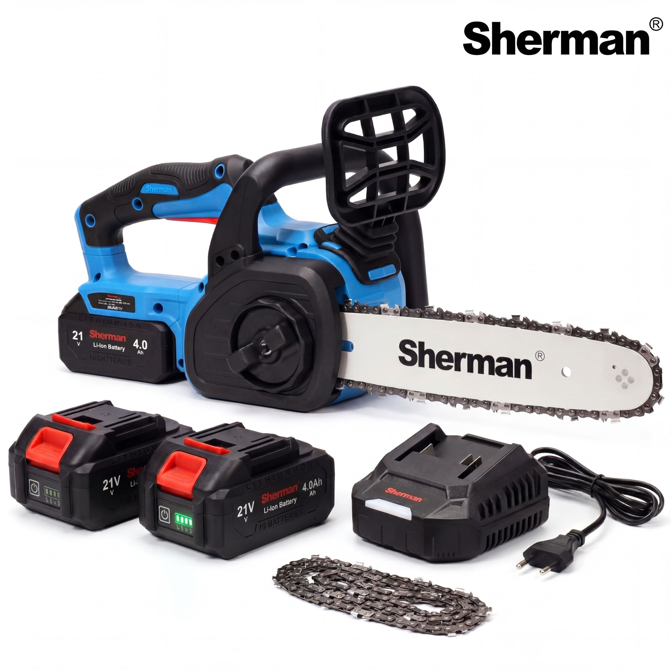 CORDLESS CHAINSAW 12" ET512 2x BATTERY 4.0Ah / 21V Sherman Packaging status original