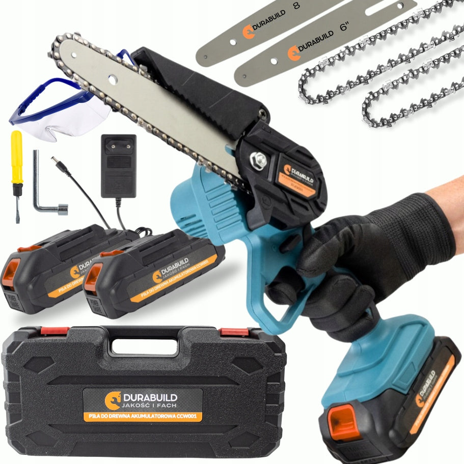 CORDLESS CHAINSAW 6" 4" 2xAKU MINI BRANCH SAW DURABUILD