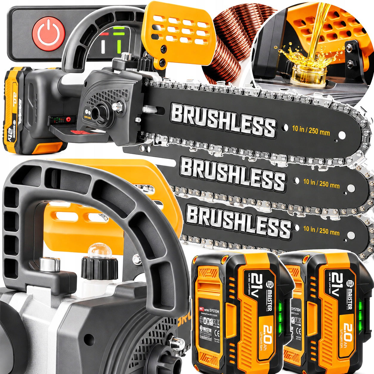 CORDLESS CHAINSAW BRUSHLESS 2xAKU 4Ah BAG MP0008