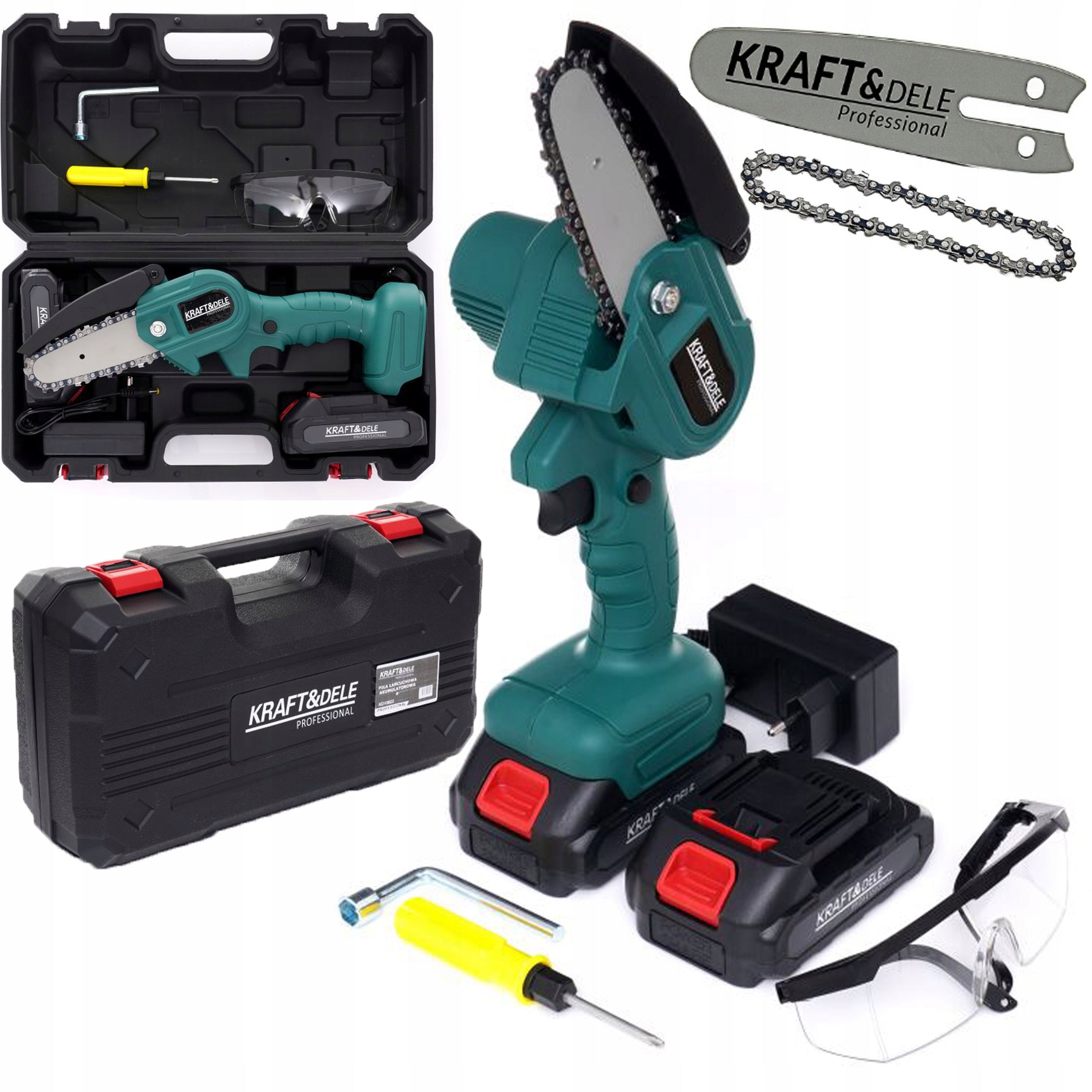 CORDLESS CHAINSAW FOR WOOD BRANCHES 2xAKU STRONG MINI SAW PRO