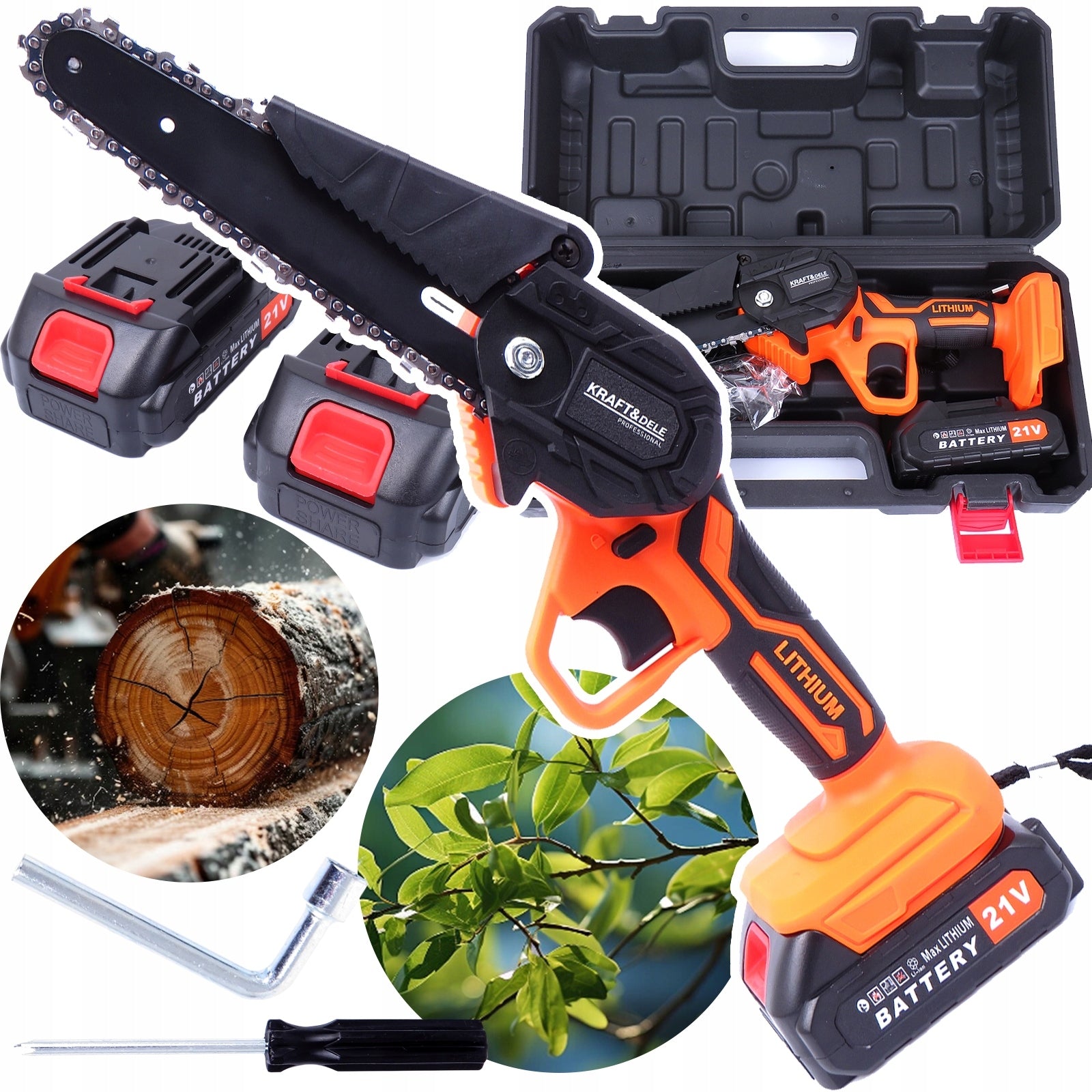 CORDLESS CHAINSAW MINI POWERFUL WOOD SAW 2X BATTERIES
