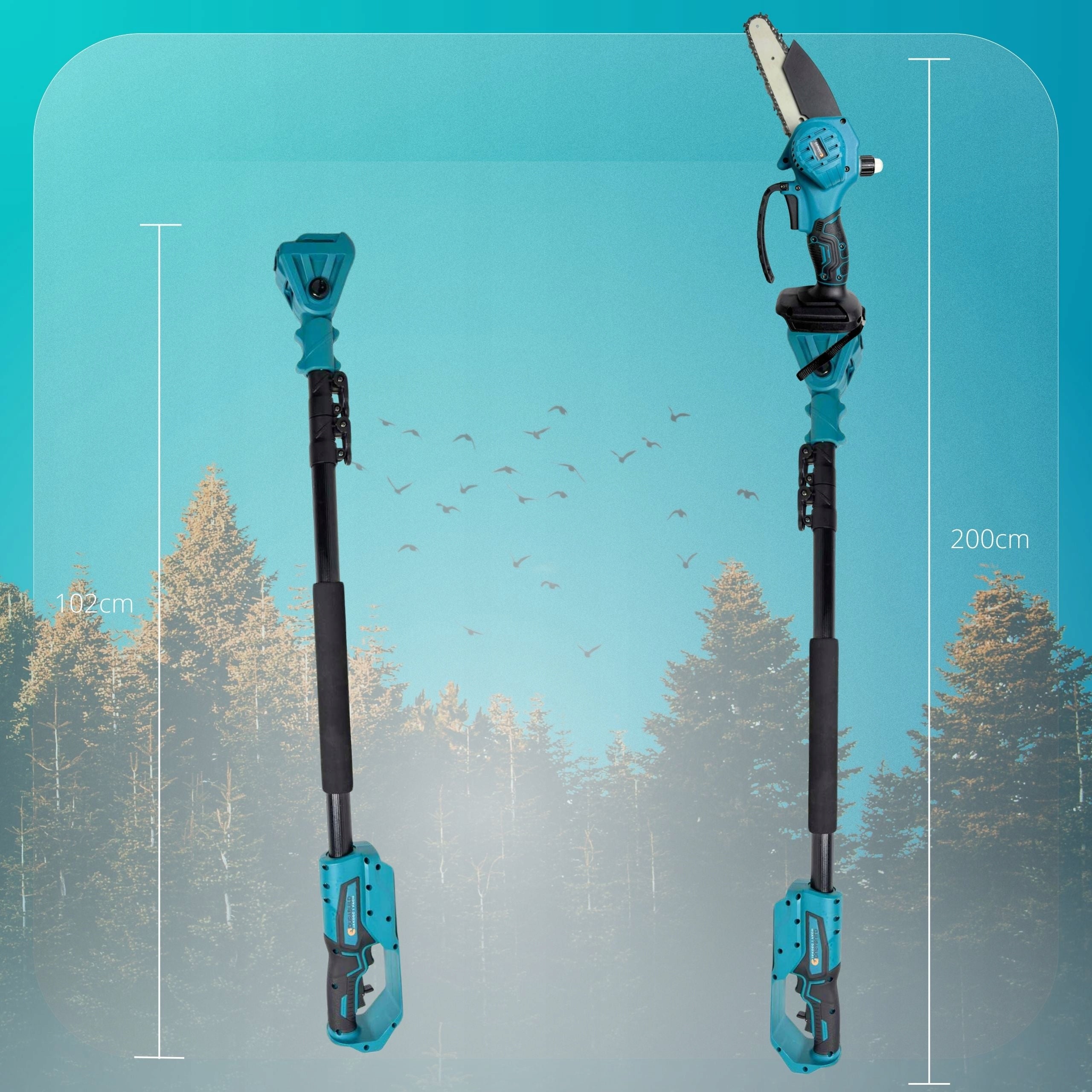 CORDLESS CHAINSAW + ROTARY BOOM FOR TREES 2M SET Packaging status original