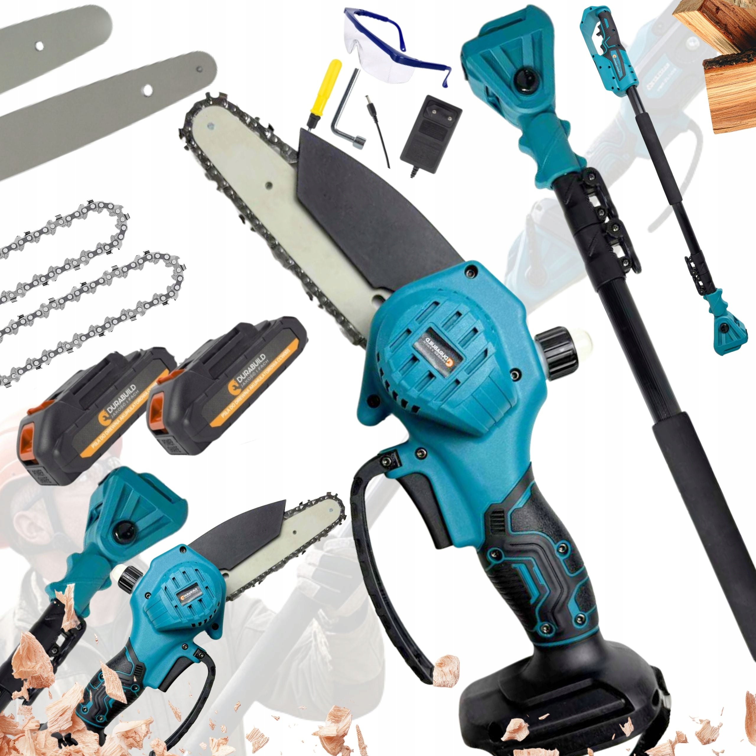CORDLESS CHAINSAW + ROTARY BOOM FOR TREES 2M SET