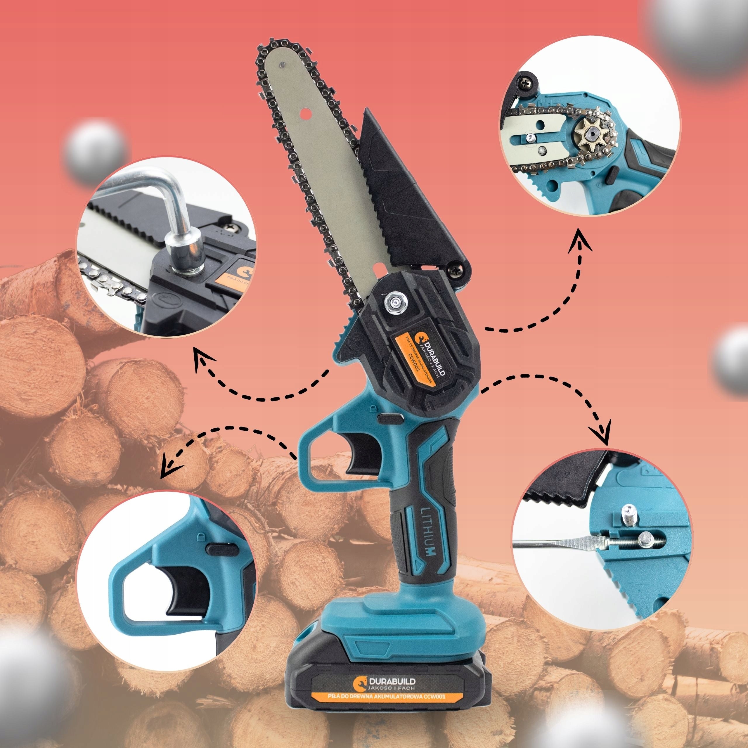 CORDLESS CHAINSAW TREE SAW 6/4 INCH 2XAKU 21V Manufacturer code 5905943044782