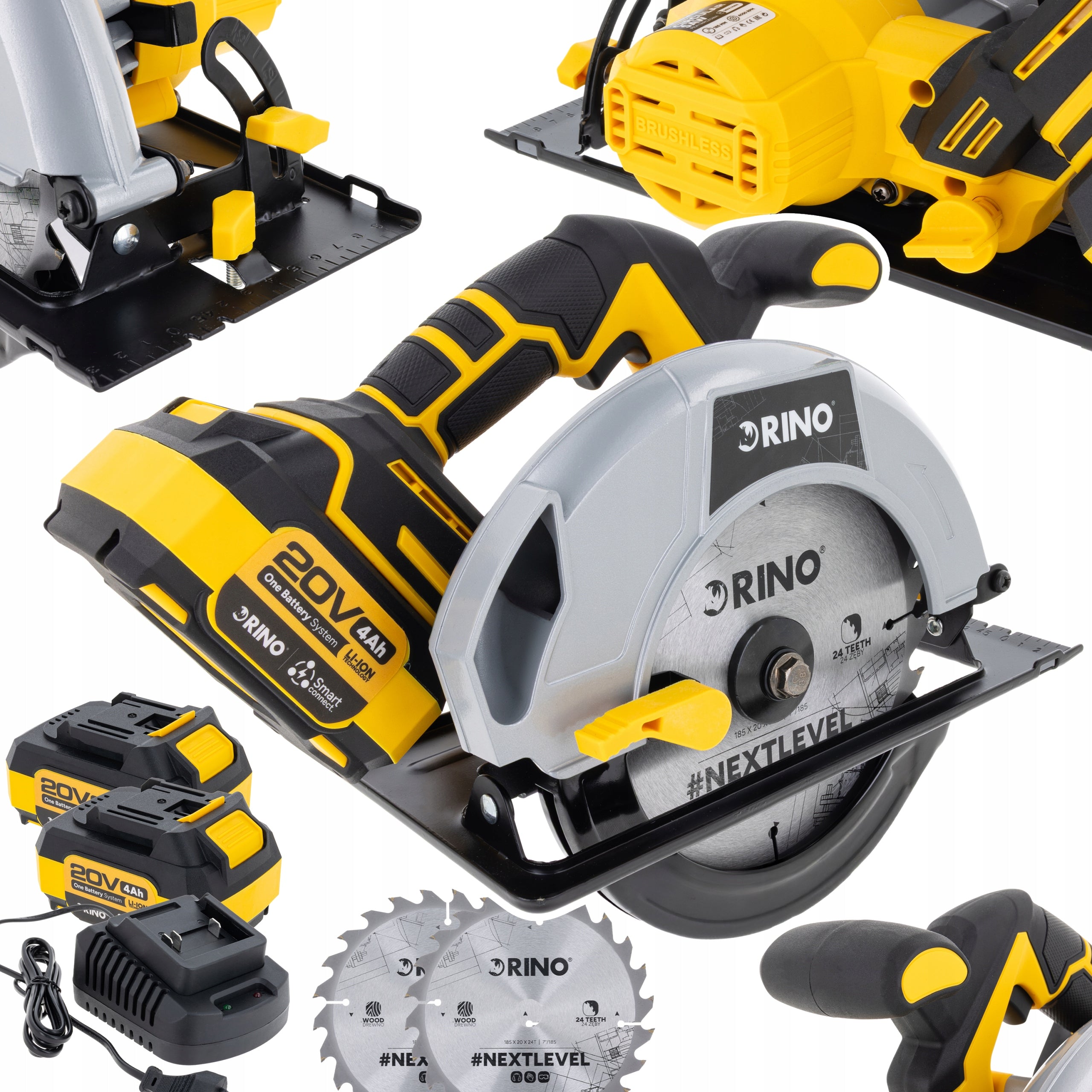 CORDLESS CIRCULAR SAW HAND SAW 185 MM 20 V 2X BATTERY 4 AH