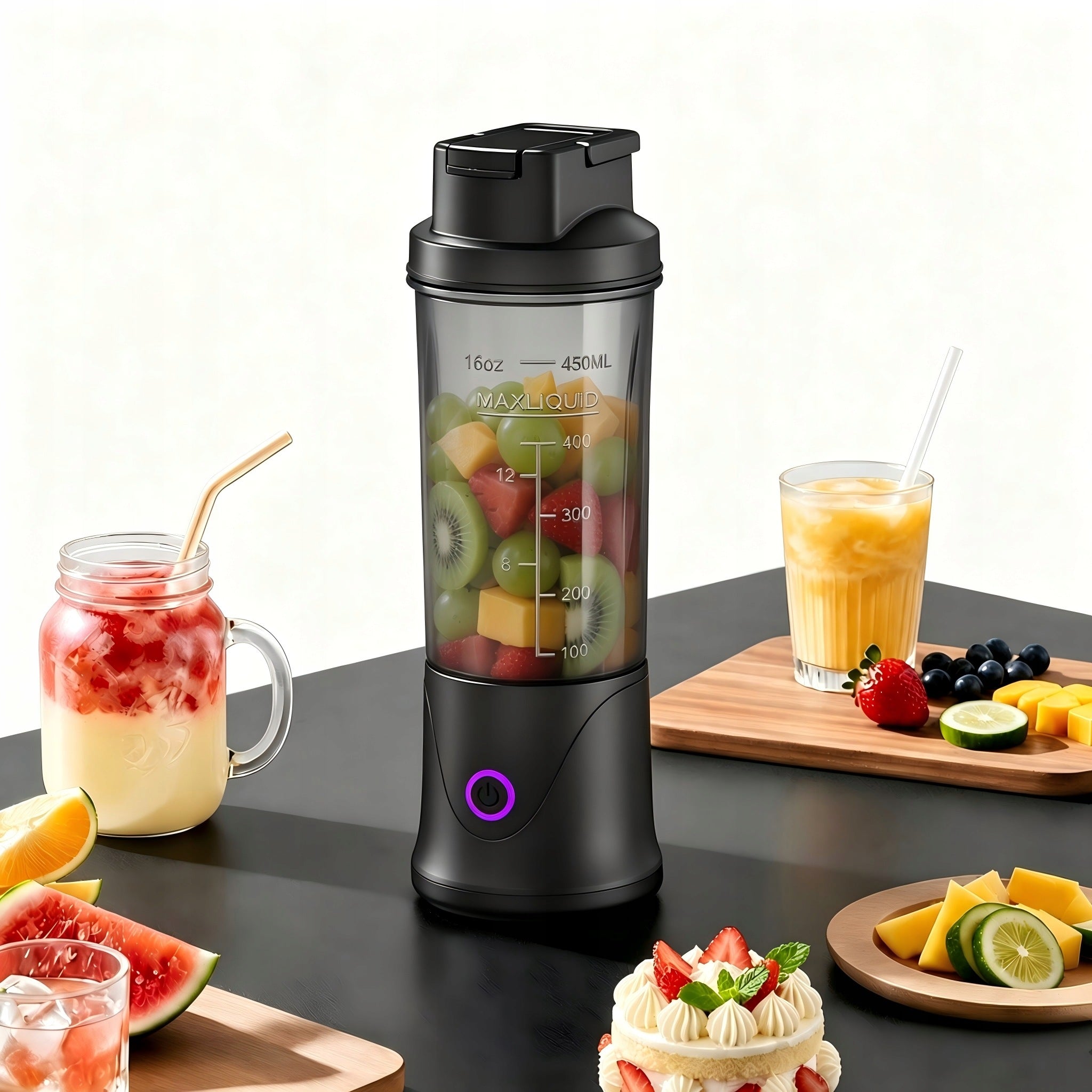 CORDLESS CUP BLENDER 0,45L,22-BLADE, PORTABLE DESIGN