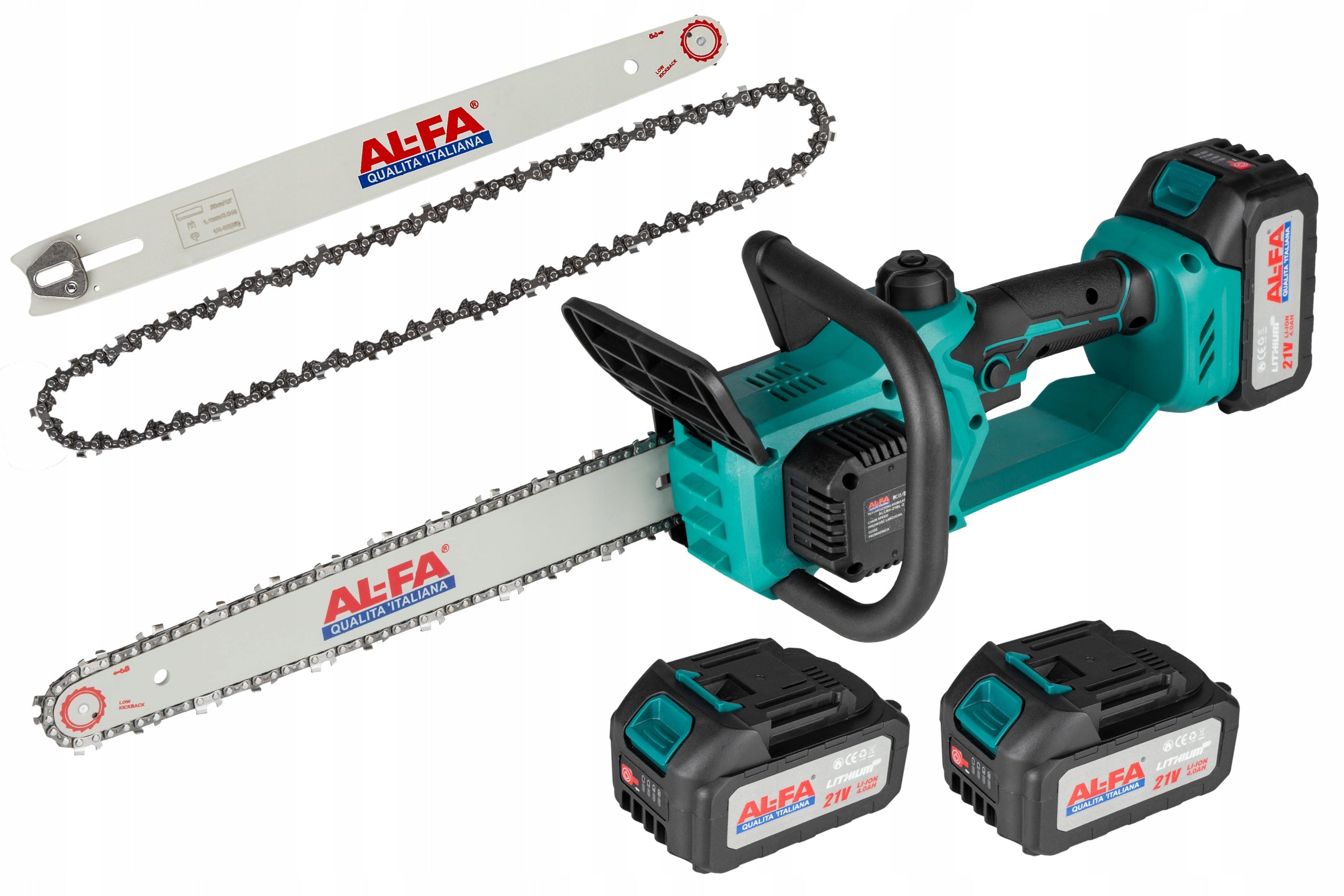 CORDLESS Chainsaw 12" Garden Saw 2x Guide 2 Batteries Brand AL-FA