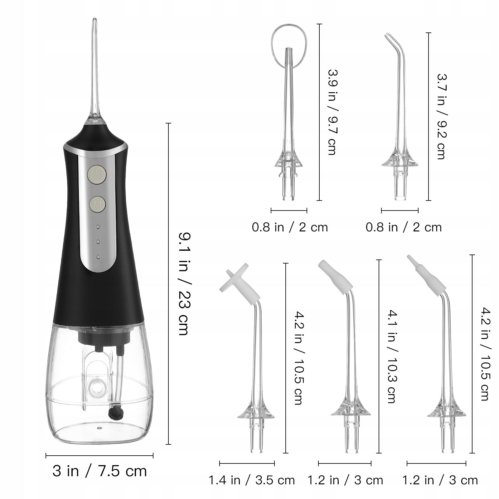 CORDLESS DENTAL IRRIGATOR 5 NOZZLES 3 MODES BLACK Manufacturer code WF-309