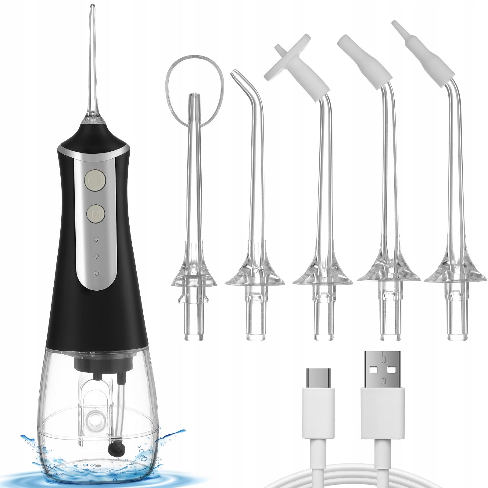 CORDLESS DENTAL IRRIGATOR 5 NOZZLES 3 MODES BLACK Packaging status original
