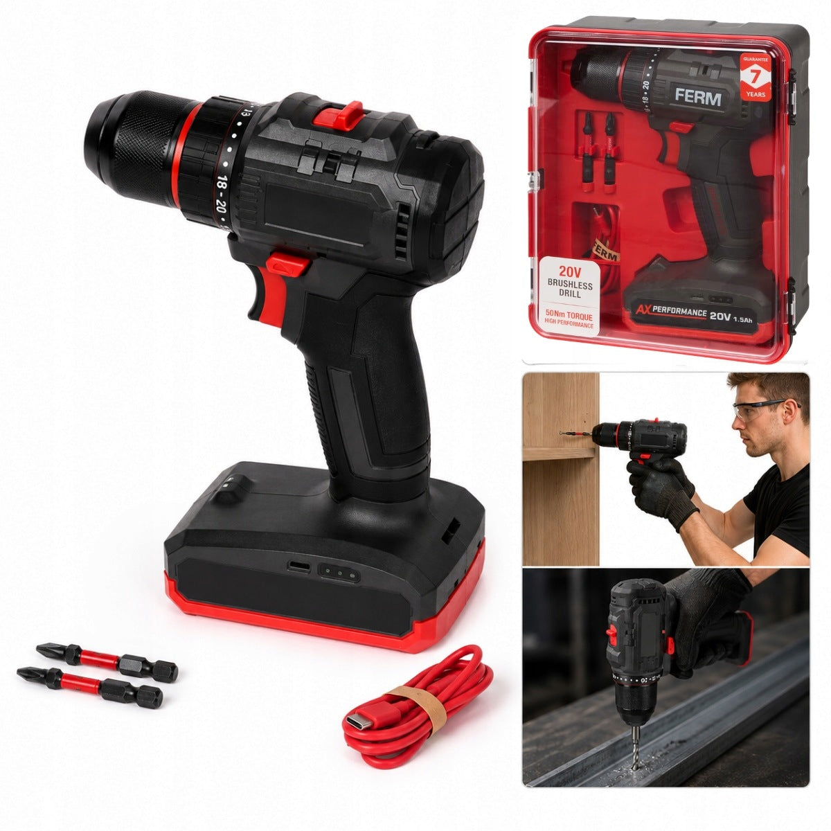 CORDLESS DRILL WITH DIFFERENT TIPS