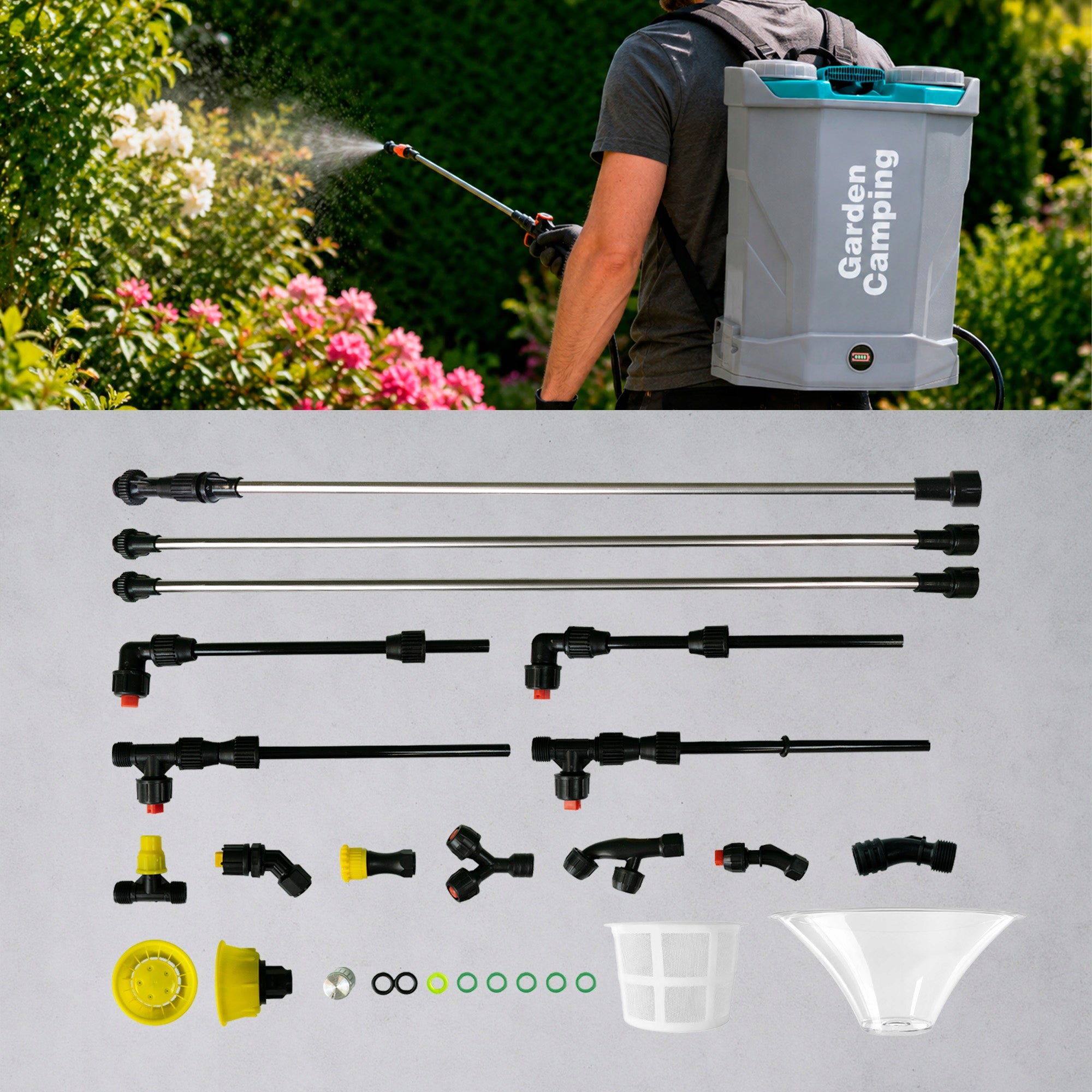 CORDLESS ELECTRIC BACKPACK SPRAYER Garden 16L GARDENCAMPING Tank capacity 16 l