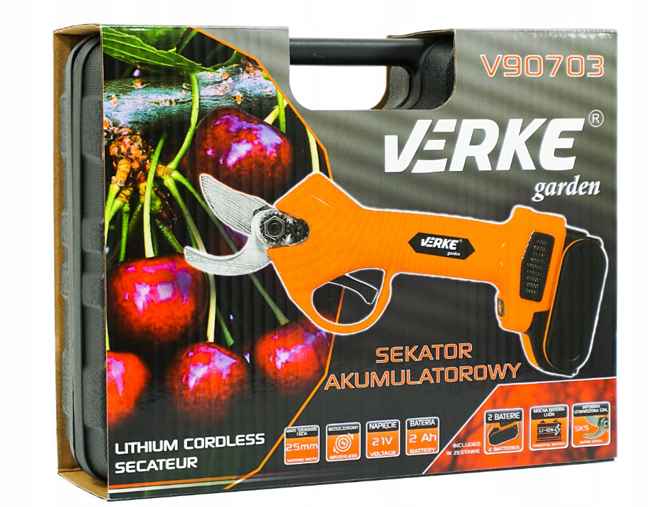 CORDLESS ELECTRIC GARDEN SHEARS 2x AKU FOR BUSH BRANCHES Maximum cut branch thickness 25 mm