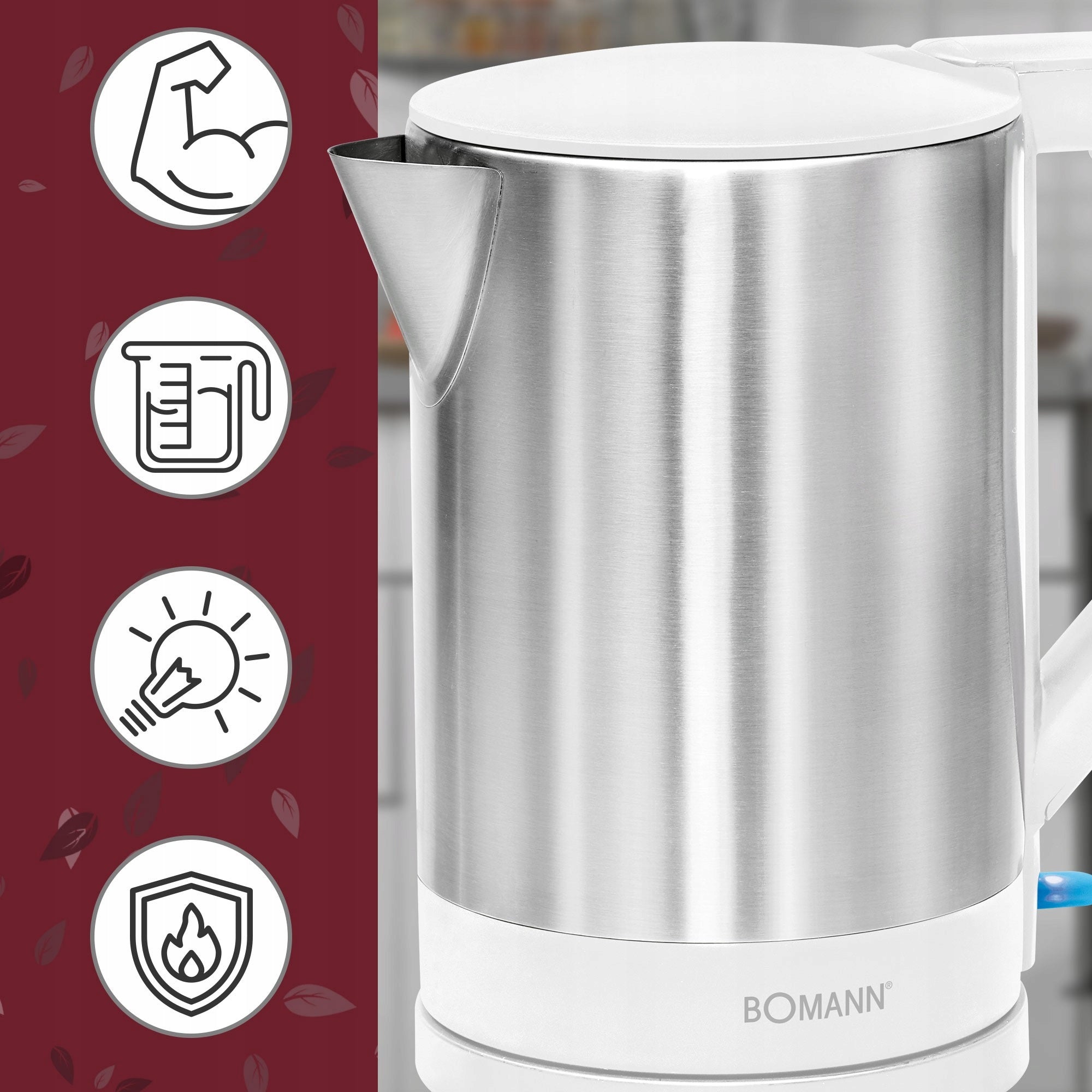 CORDLESS ELECTRIC KETTLE 1,5L BOMANN WKS 3002 CB (WHITE) Manufacturer code 630022A