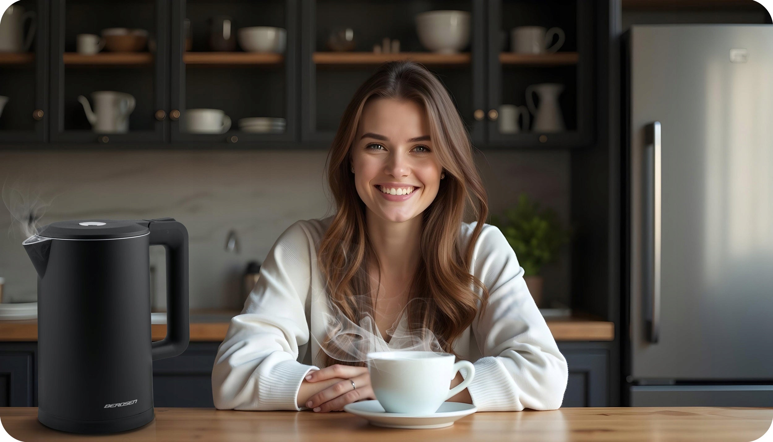 CORDLESS ELECTRIC KETTLE BERDSEN STAINLESS STEEL 1,7L 2200W BLACK Manufacturer code 371000