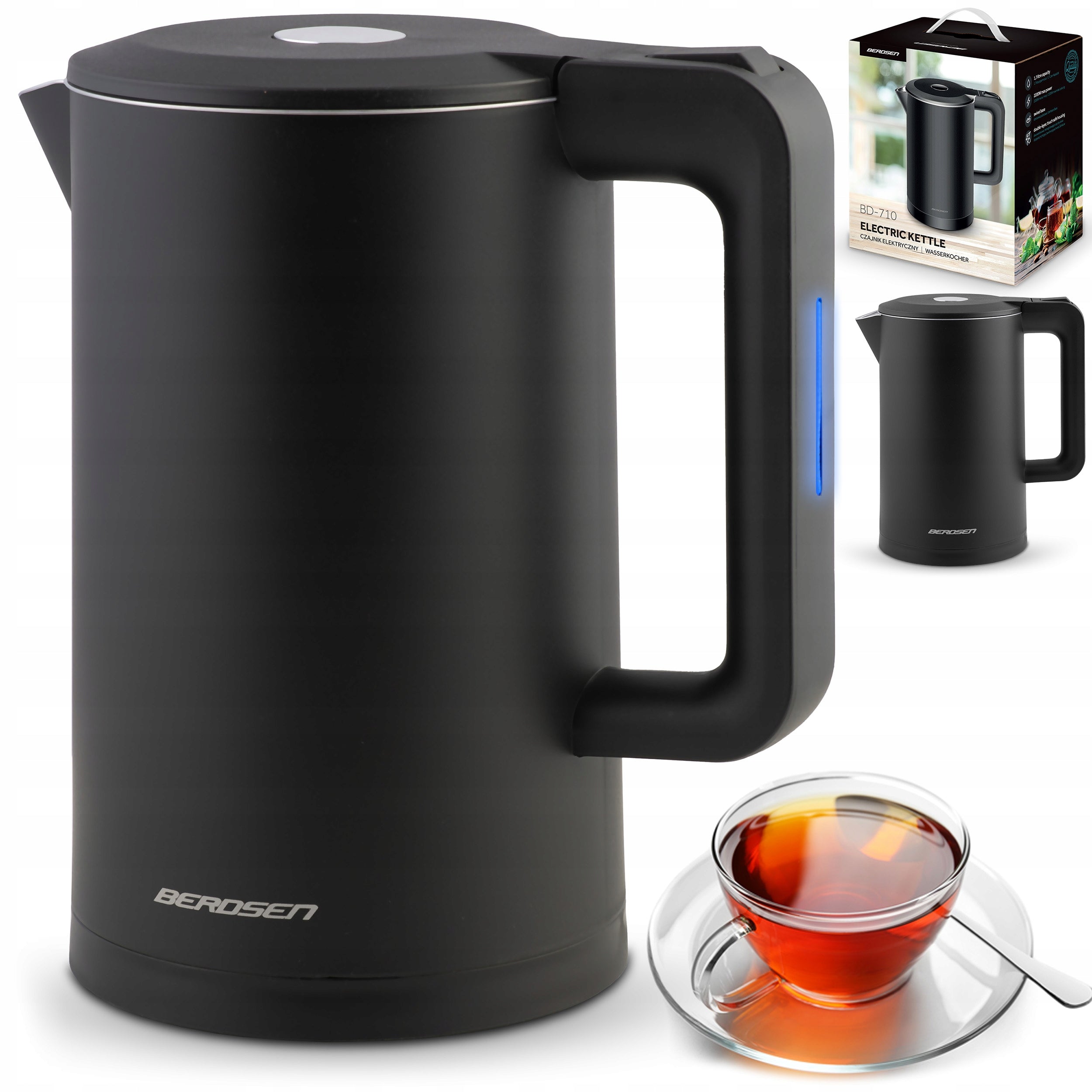 CORDLESS ELECTRIC KETTLE BERDSEN STAINLESS STEEL 1,7L 2200W BLACK
