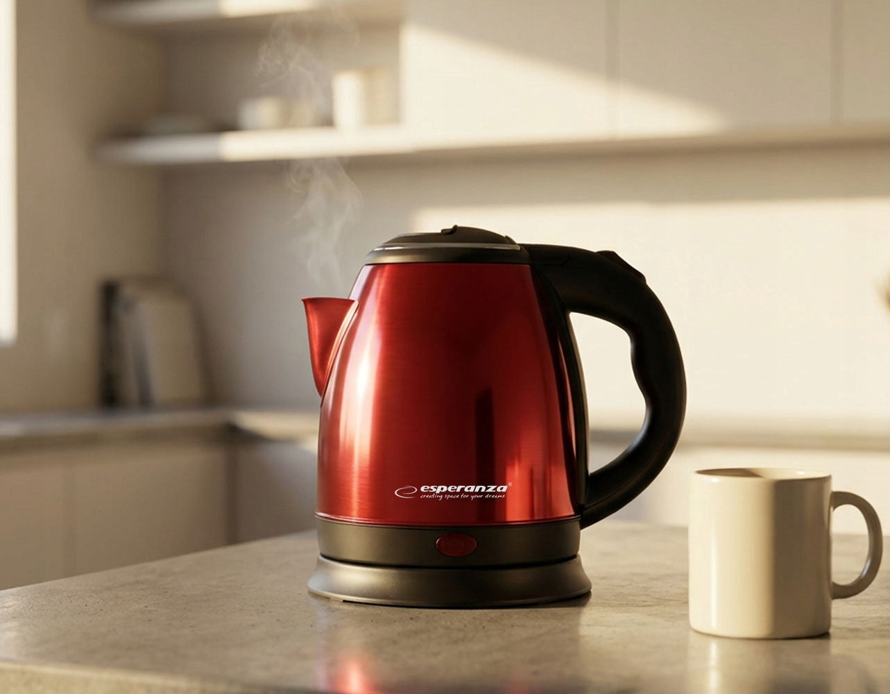 CORDLESS ELECTRIC KETTLE SMALL 1L 1350W STEEL ESPERANZA Packaging status original