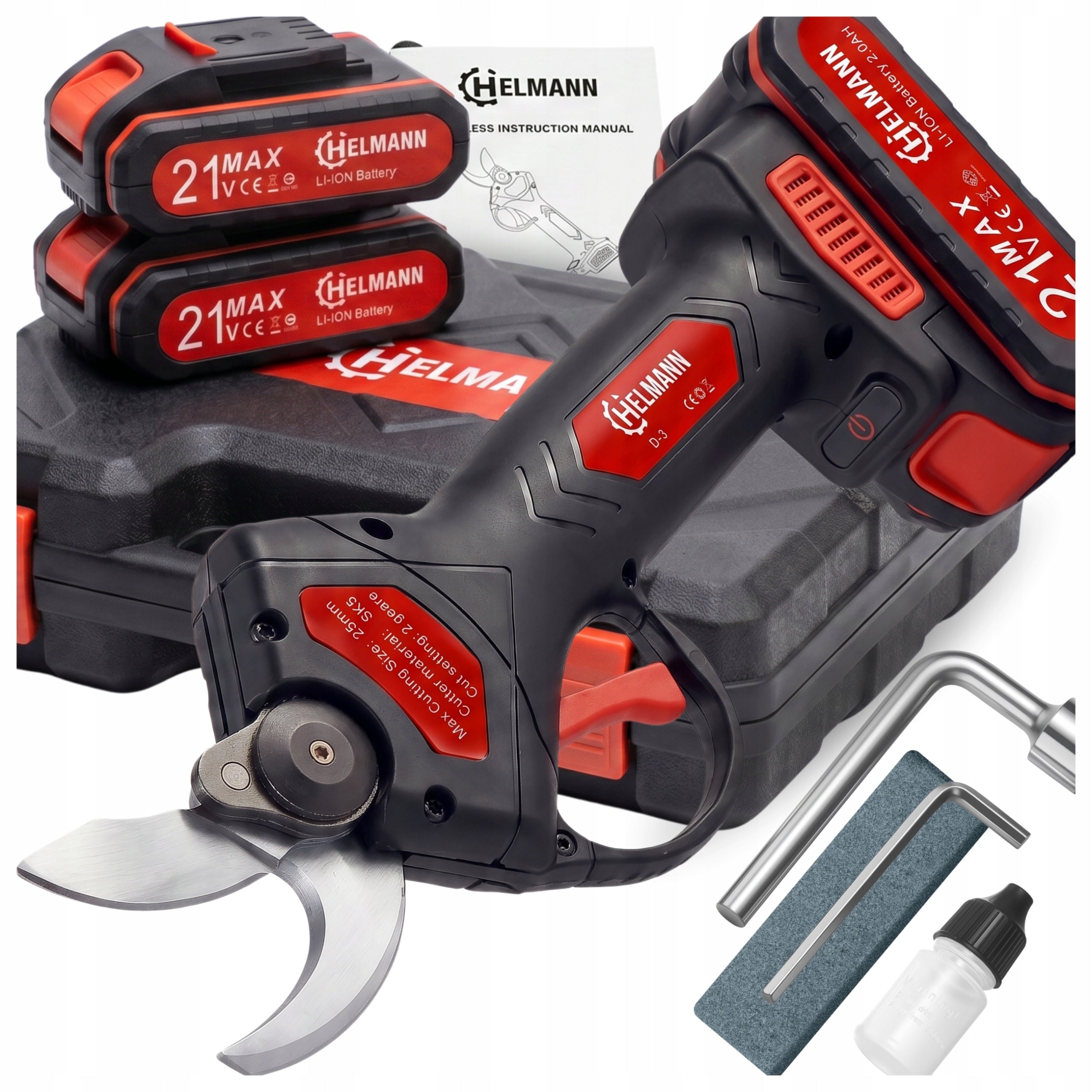CORDLESS ELECTRIC PRUNER FOR BRANCH SHEARS 2AH 21V GARDEN HELMANN Power supply battery operated