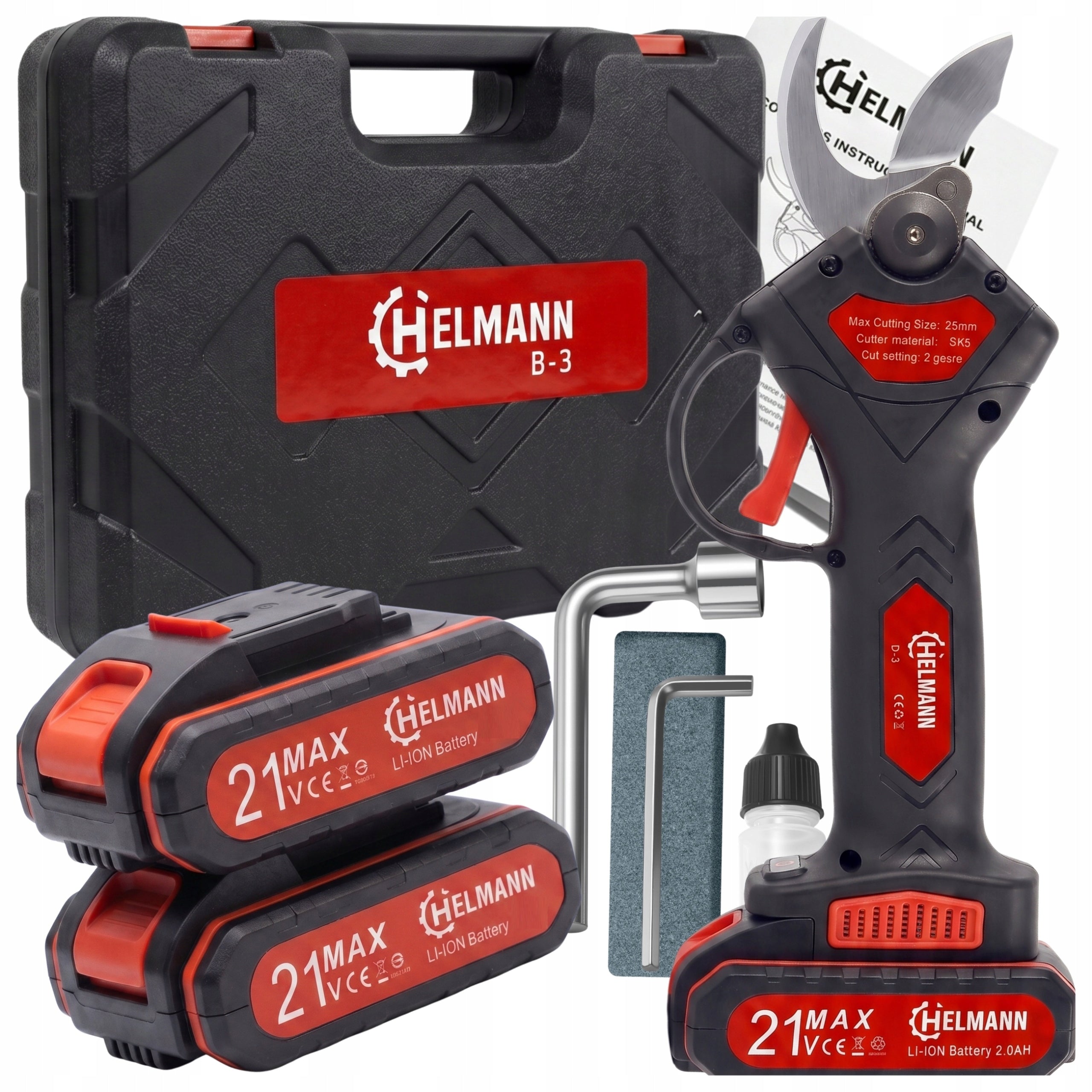CORDLESS ELECTRIC PRUNER FOR BRANCH SHEARS 2AH 21V GARDEN HELMANN