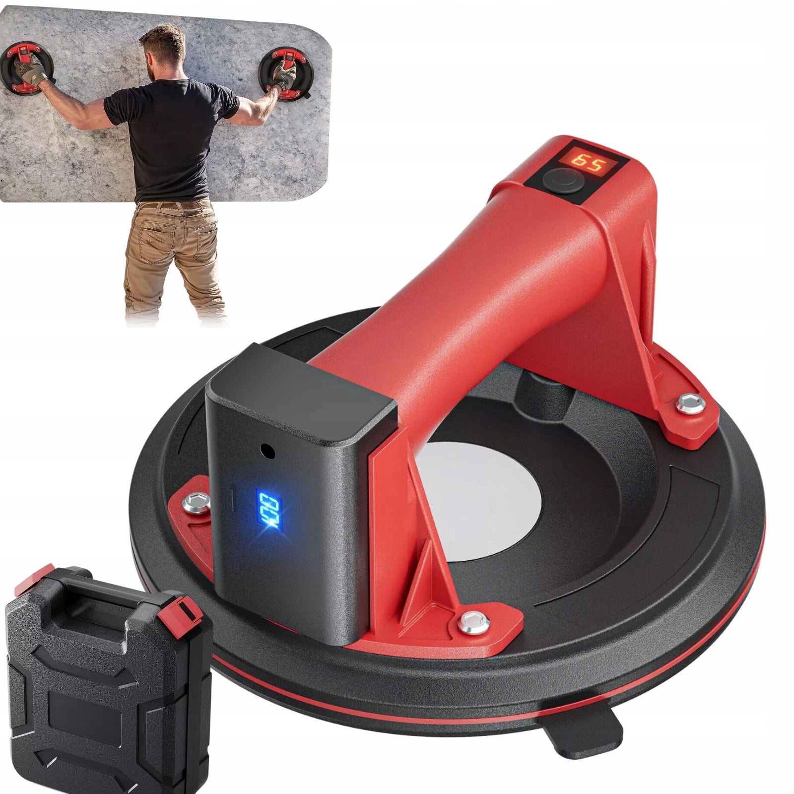CORDLESS ELECTRIC VACUUM SUCTION CUP with LCD 2xAKU