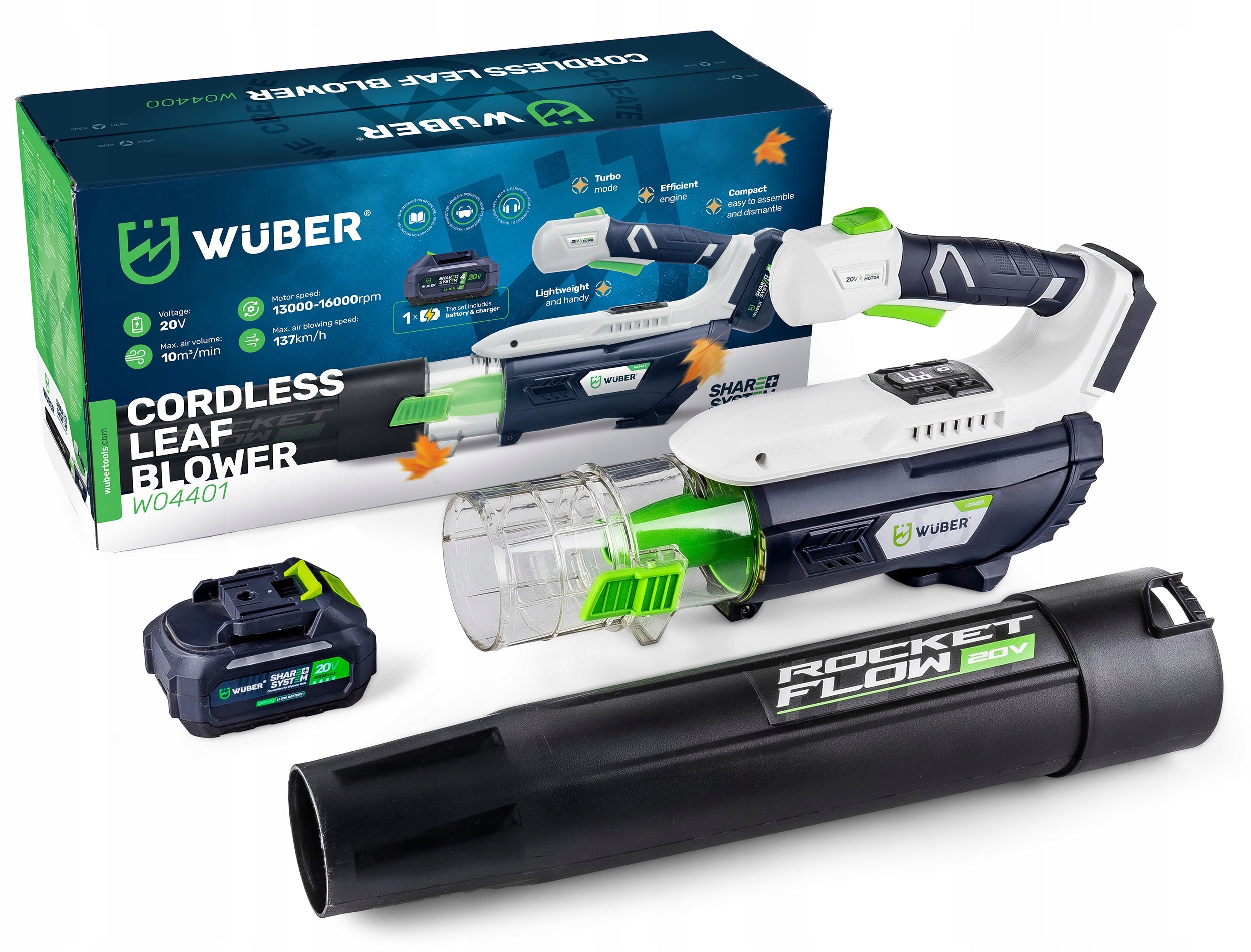 CORDLESS GARDEN BLOWER FOR TURBO LEAVES 137 km/h + BATTERY 4.0 AH Packaging status original