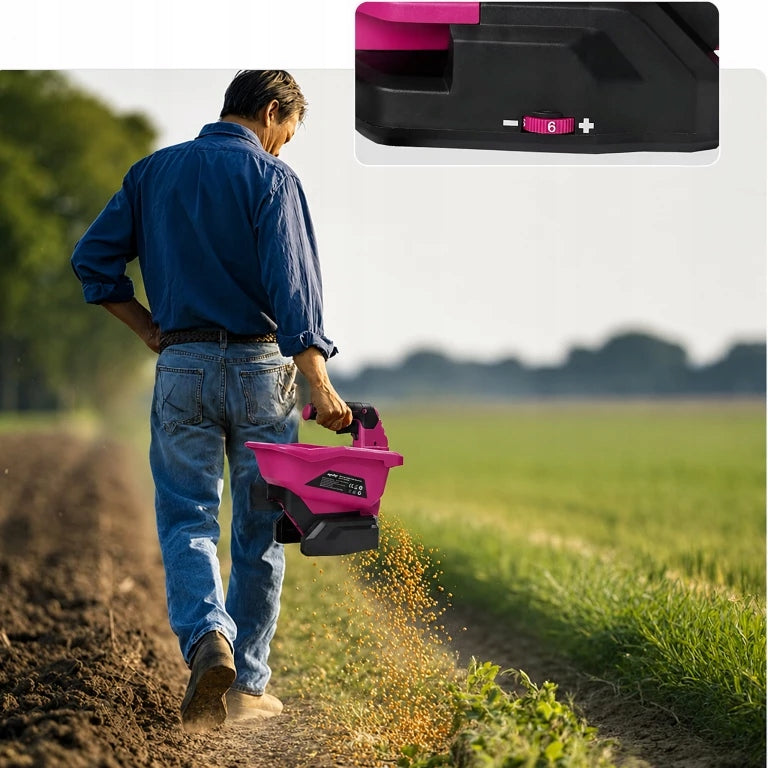 CORDLESS GARDEN FERTILIZER SEED SPREADER ADJUSTABLE MANUAL Capacity 3.31 l