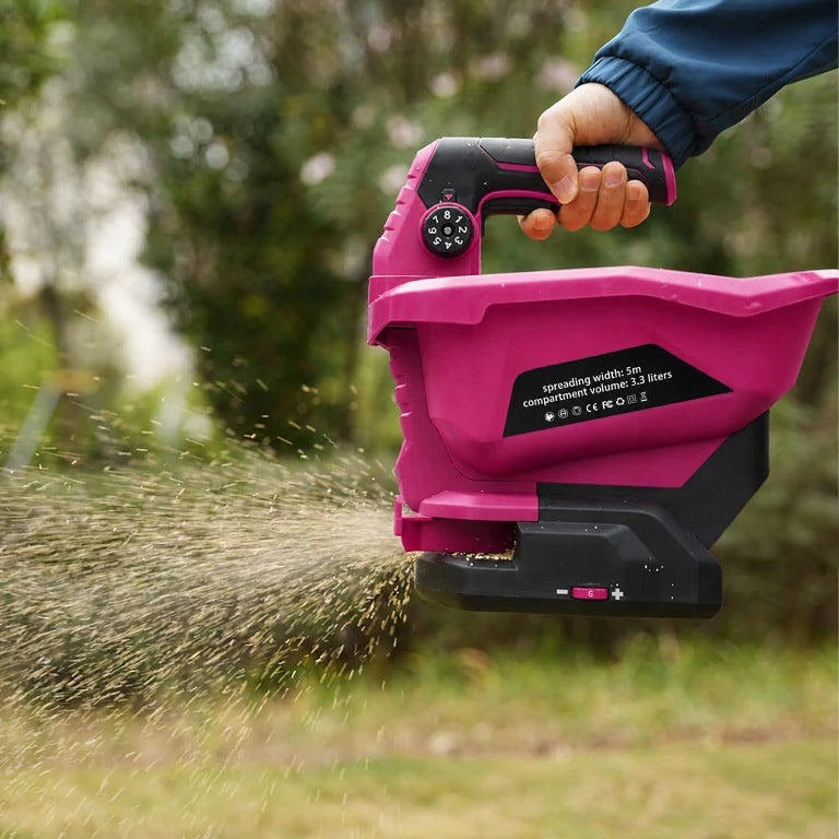 CORDLESS GARDEN FERTILIZER SEED SPREADER ADJUSTABLE MANUAL Power supply rechargeable battery
