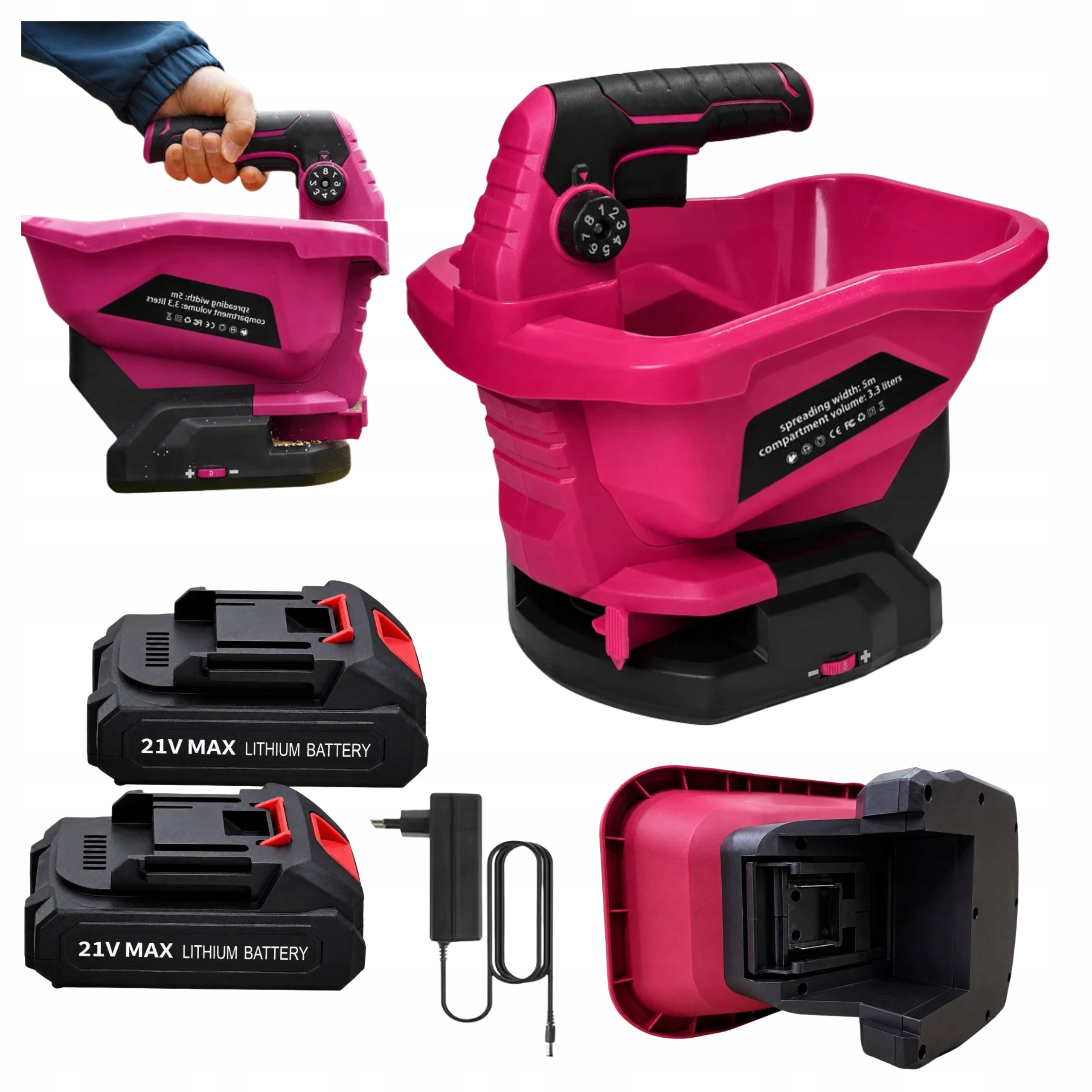 CORDLESS GARDEN FERTILIZER SEED SPREADER ADJUSTABLE MANUAL