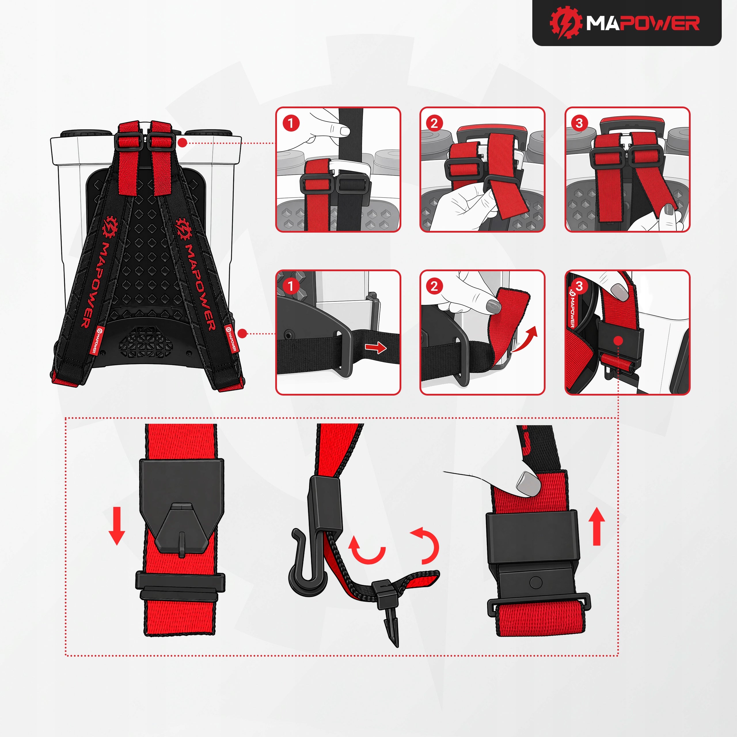 CORDLESS GARDEN PRESSURE BACKPACK SPRAYER 16L 5.5BAR MAPOWER Tank capacity 16 l