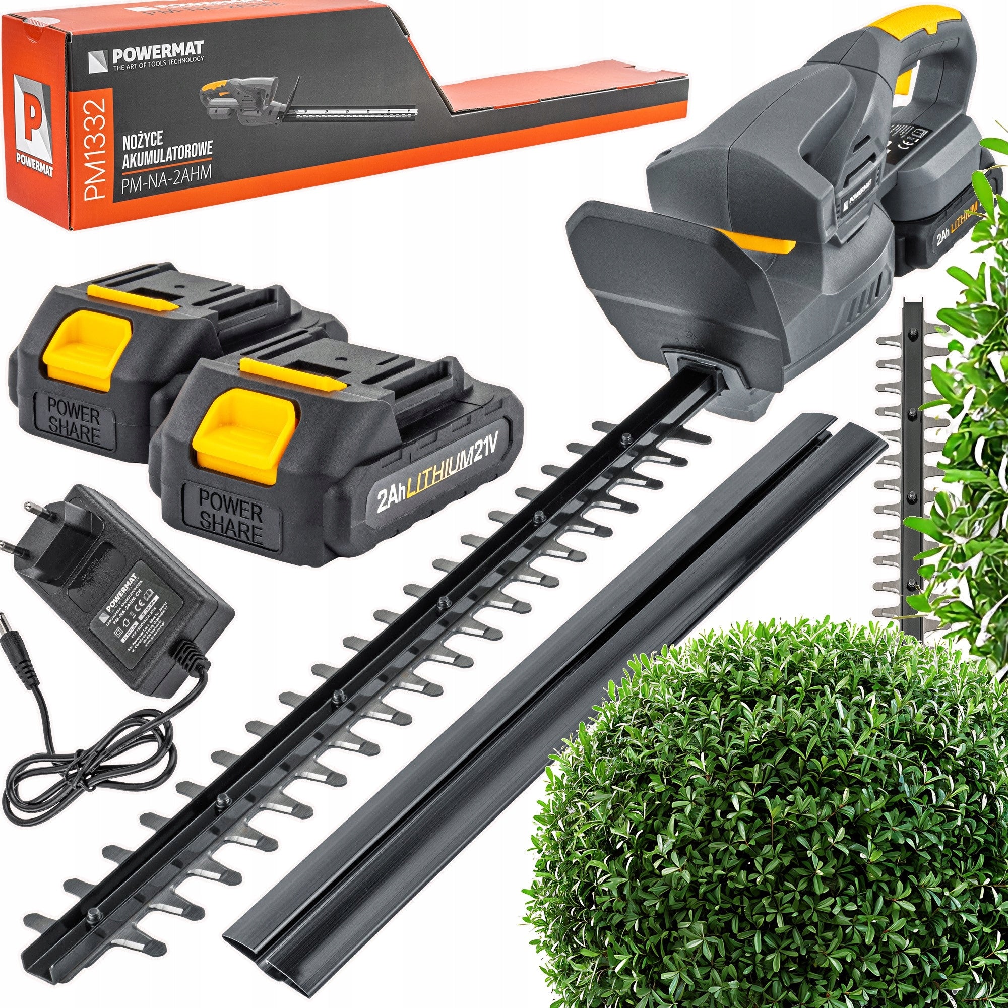 CORDLESS HEDGE TRIMMER BRANCH SHRUB 450MM 21V 2 X 2AH BATTERY