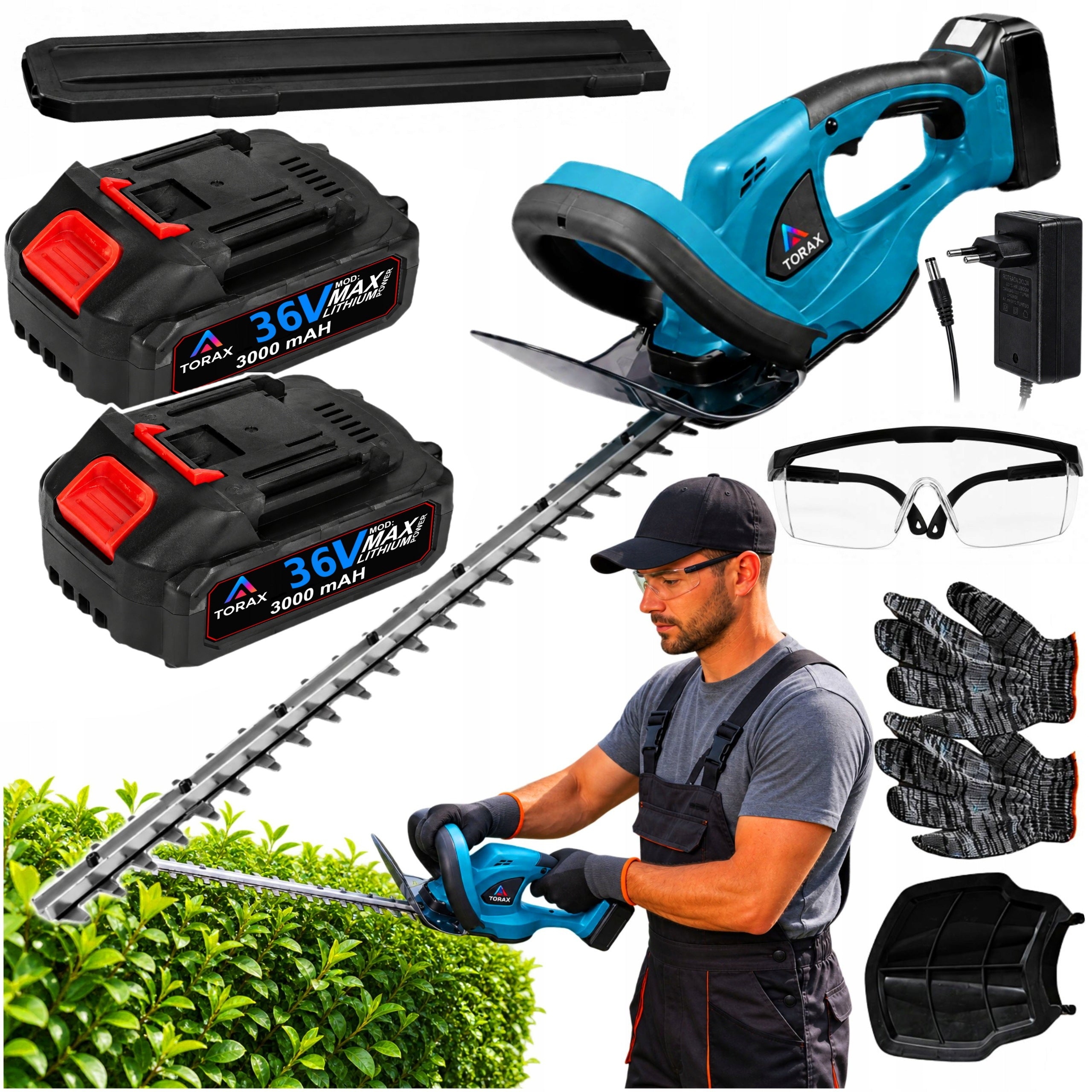 CORDLESS HEDGE TRIMMER FOR BRANCH BUSHES 480MM 36V 2x3Ah