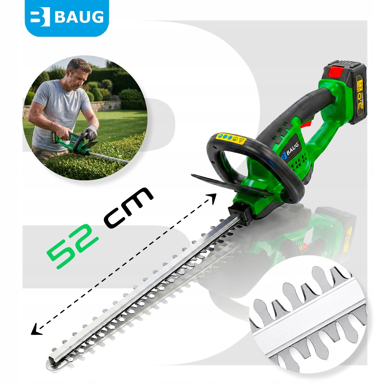 CORDLESS HEDGE TRIMMERS FOR CUTTING PRUNING BUSHES 52 CM STRONG Packaging status original