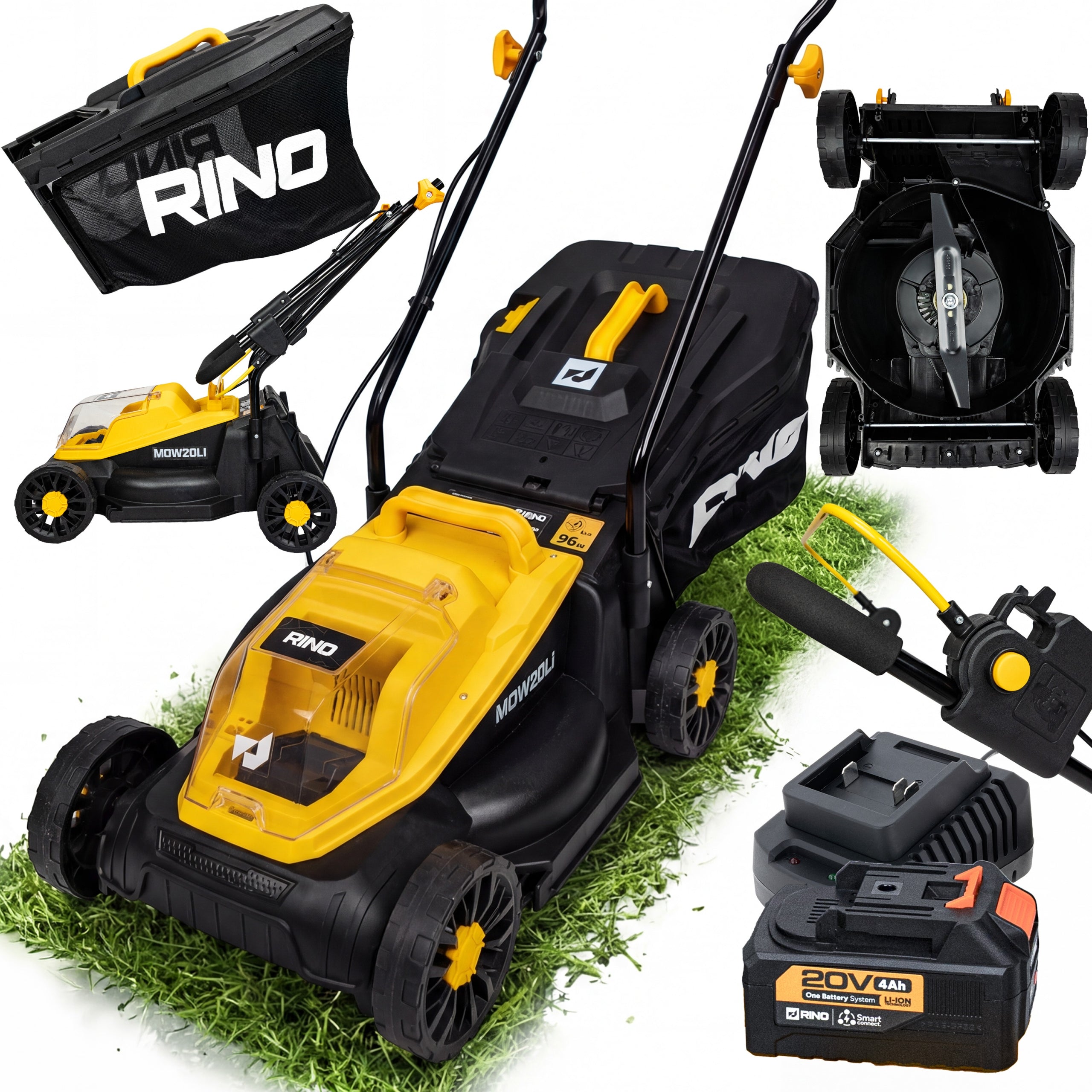 CORDLESS LAWN MOWER BRUSHLESS 4AH CHARGER 32CM BASKET 30L