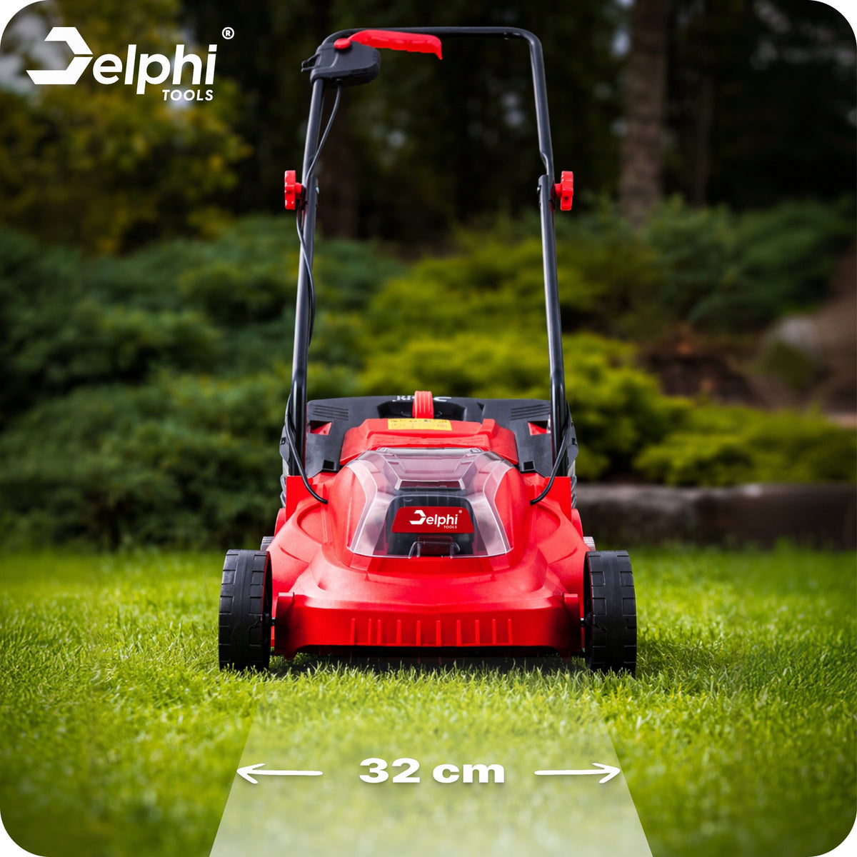 CORDLESS LAWN MOWER BRUSHLESS STRONG 2xAKU CHARGER 32cm Manufacturer code Solidna Kosiarka Kosz 30l Regulacja Wysokości