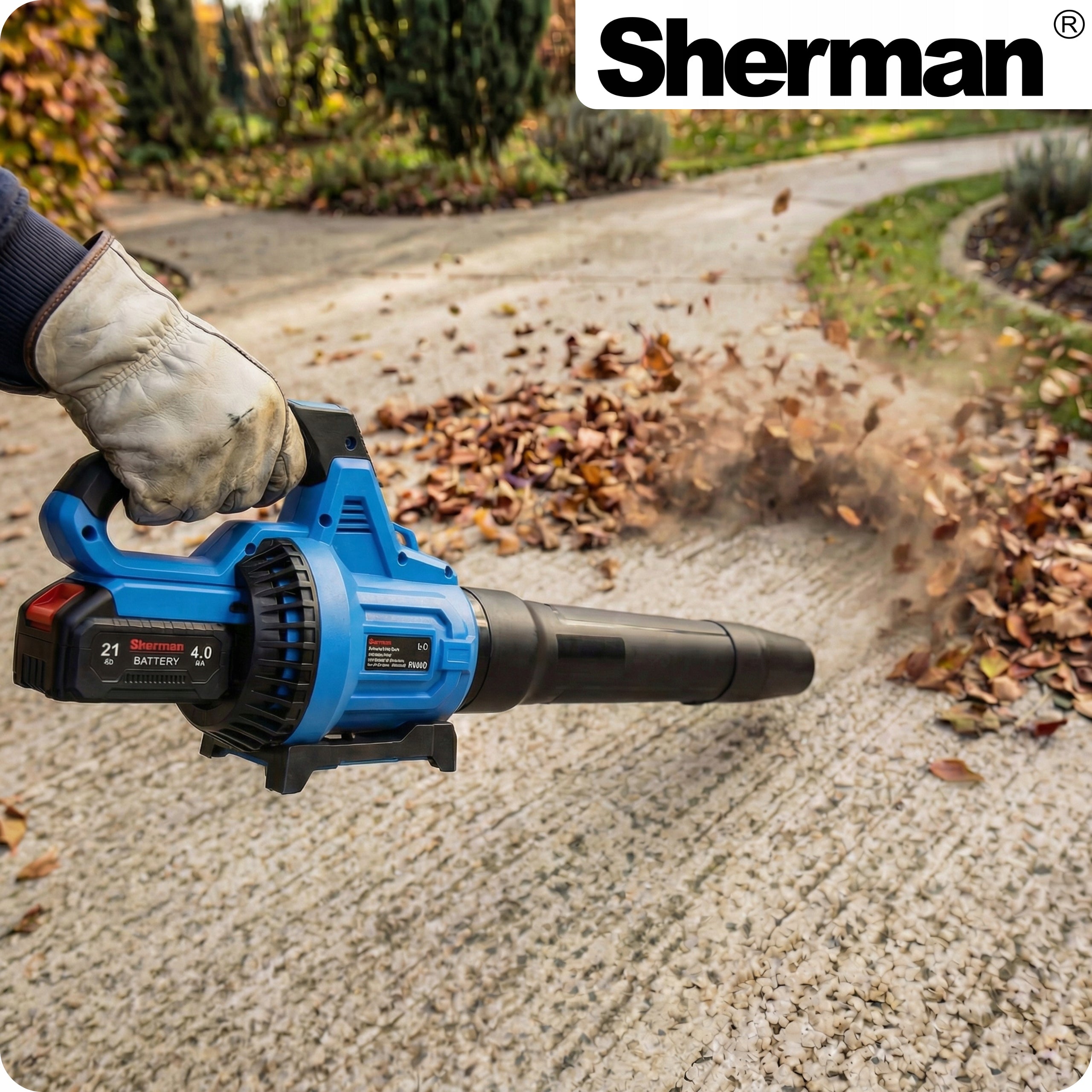 CORDLESS LEAF BLOWER SHERMAN XXL: 2x AKU CHARGER 16.5m³/min Packaging status original
