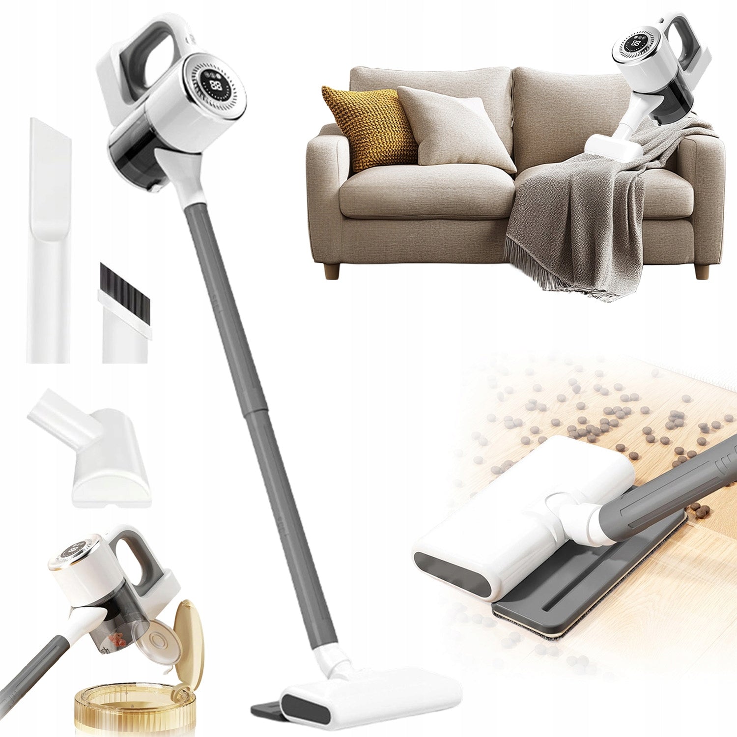 CORDLESS MOP VACUUM CLEANER 2IN1 3 FILTERS 3 LIGHT MOPS FOR PANEL FLOORS