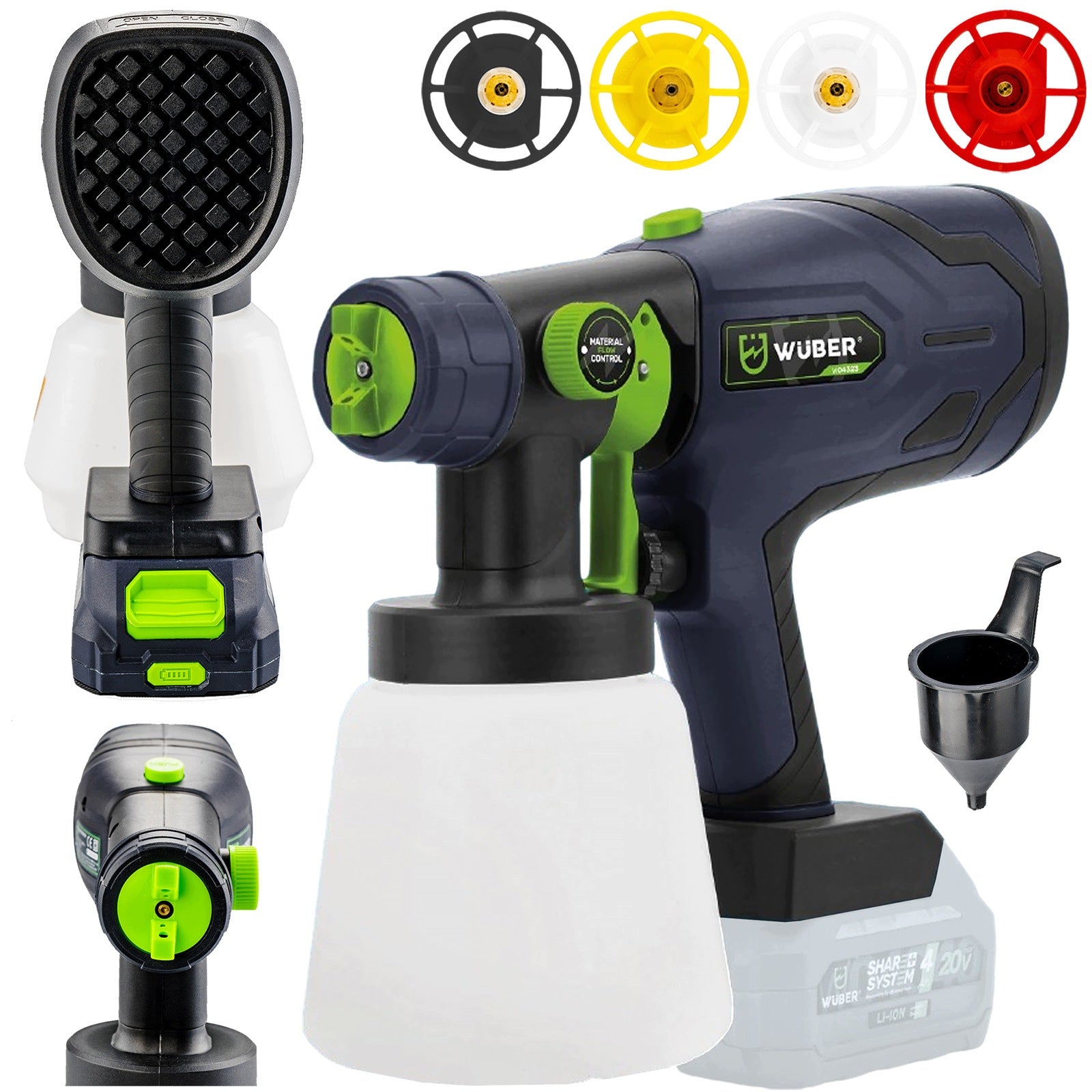CORDLESS PAINT GUN 4XNOZZLES PAINTING PRIMING 200W STRONG