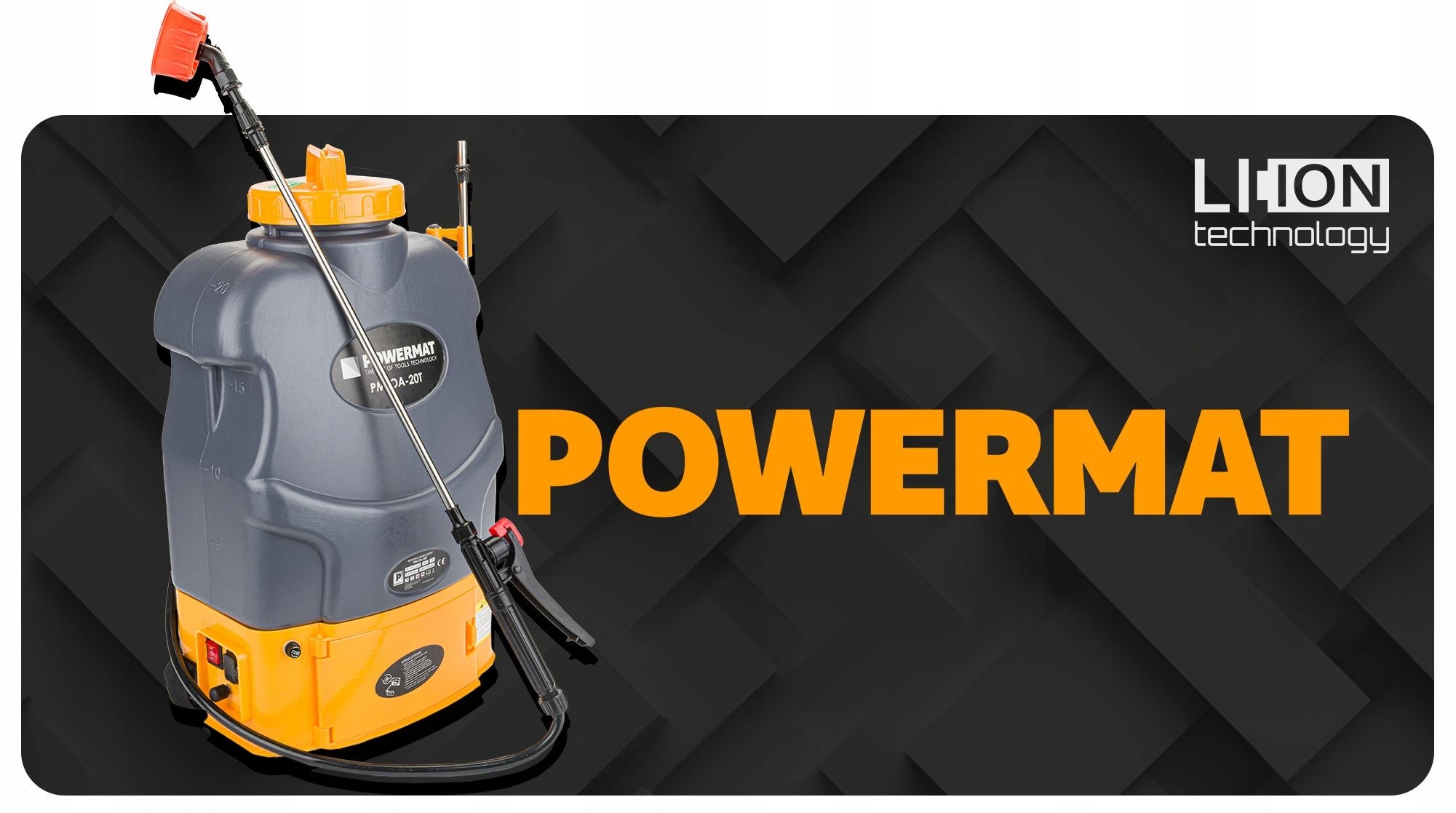 CORDLESS PRESSURE BACKPACK SPRAYER LI-ION 20L SET OF 9 NOZZLES Brand Powermat
