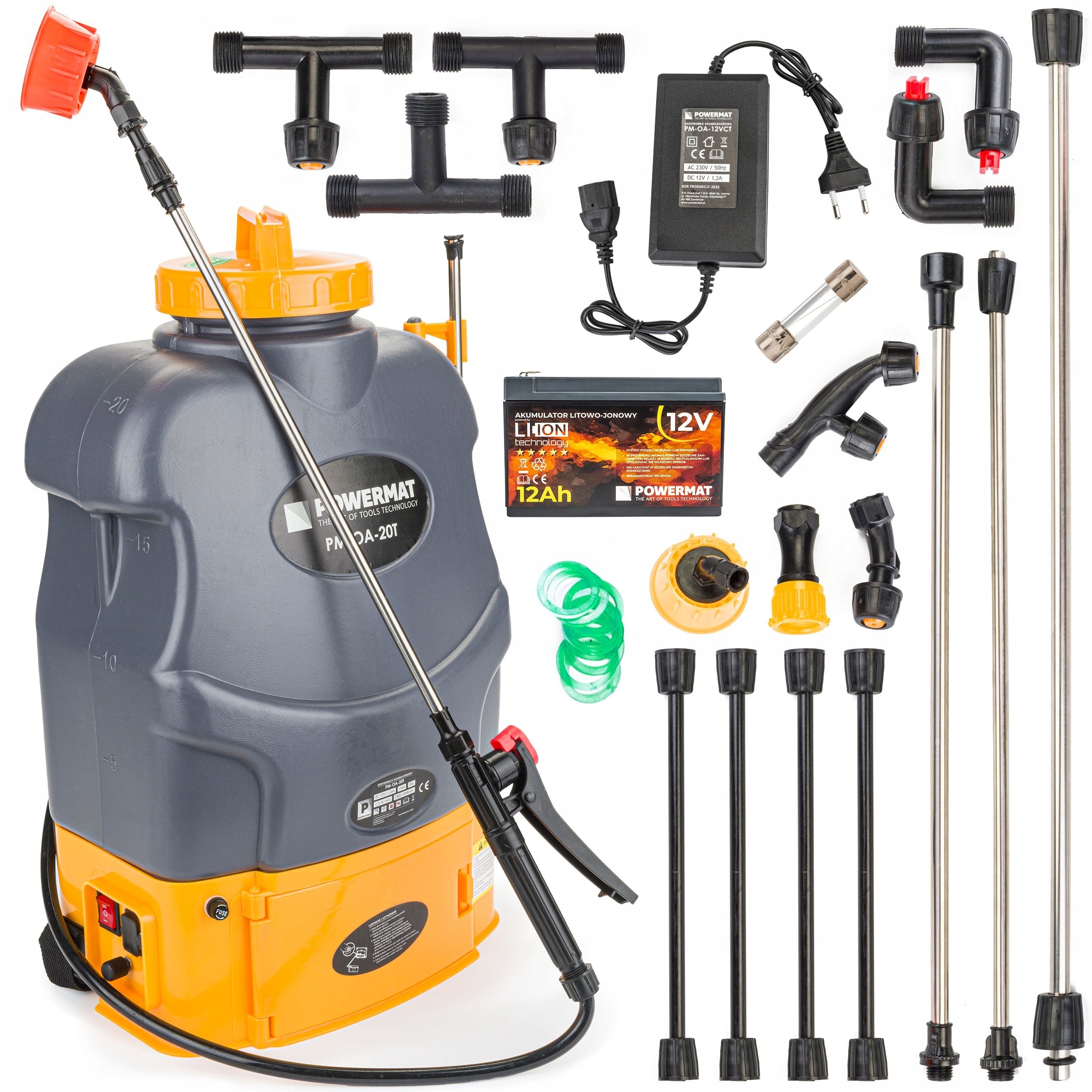 CORDLESS PRESSURE BACKPACK SPRAYER LI-ION 20L SET OF 9 NOZZLES