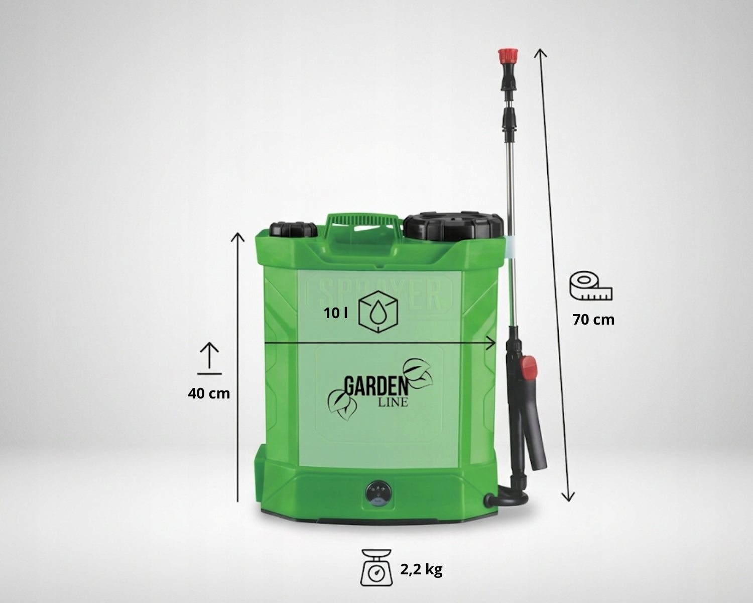 CORDLESS PRESSURE SPRAYER GARDEN SQUARE PORTABLE 8Ah 10L Brand GardenLine