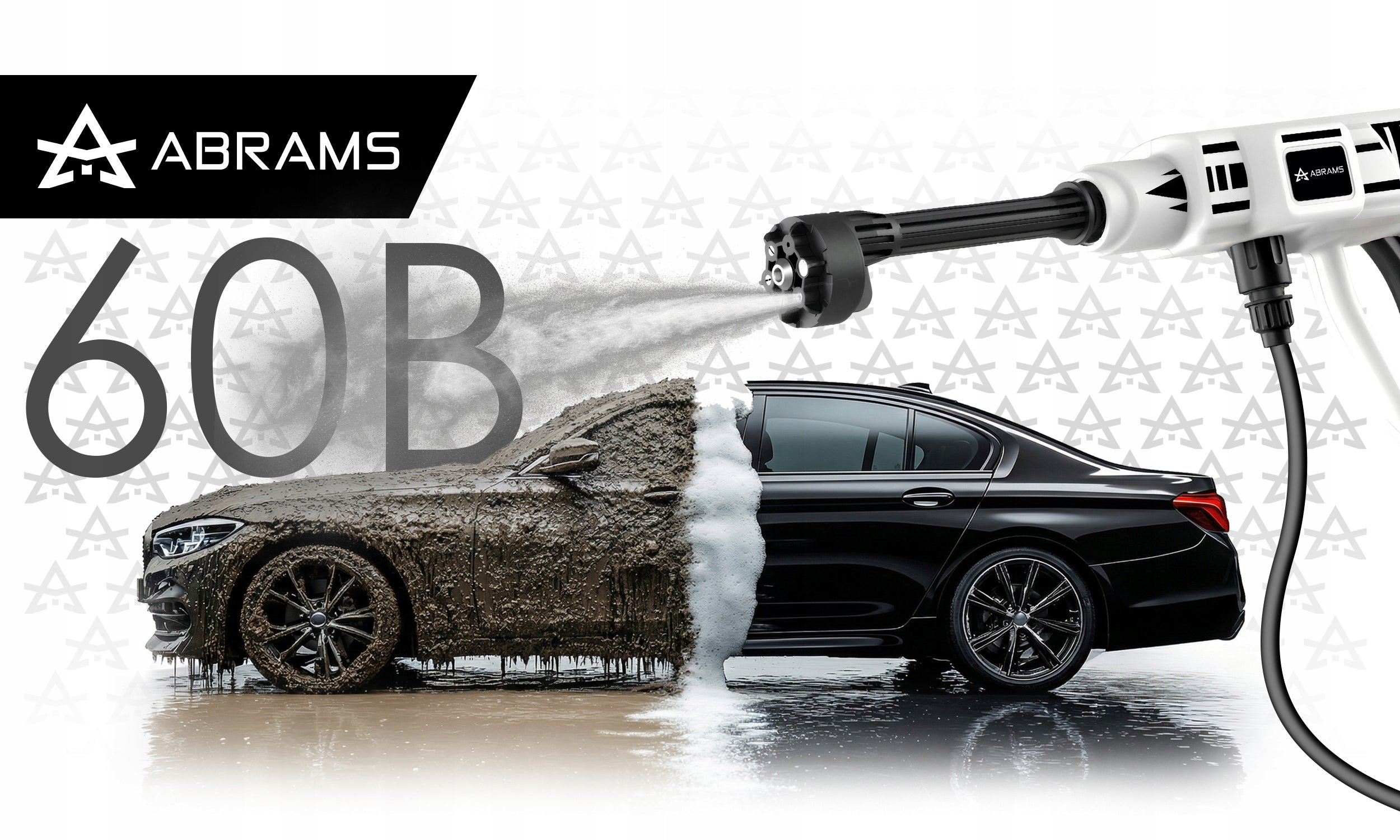 CORDLESS PRESSURE WASHER 60BAR 2 X AKU 4AH 21V MULTI NOZZLE SET Brand Abrams