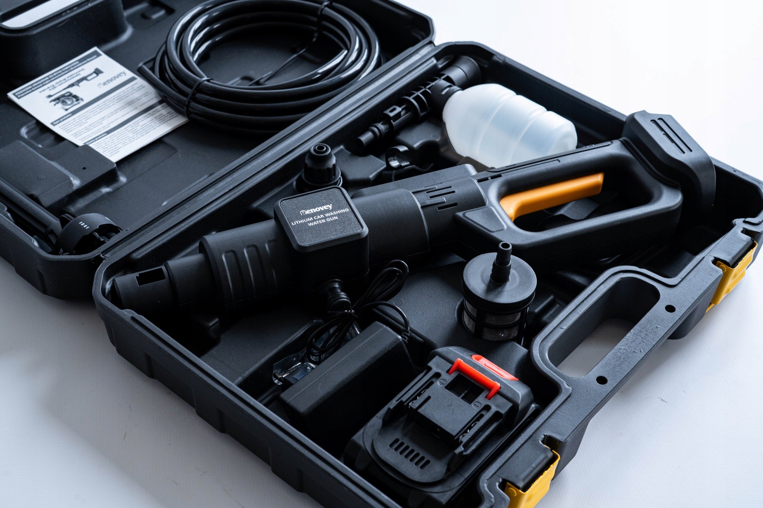 CORDLESS PRESSURE WASHER 60BAR AKU 12AH 21V MULTI NOZZLE SET POWERFUL Brand Renovey