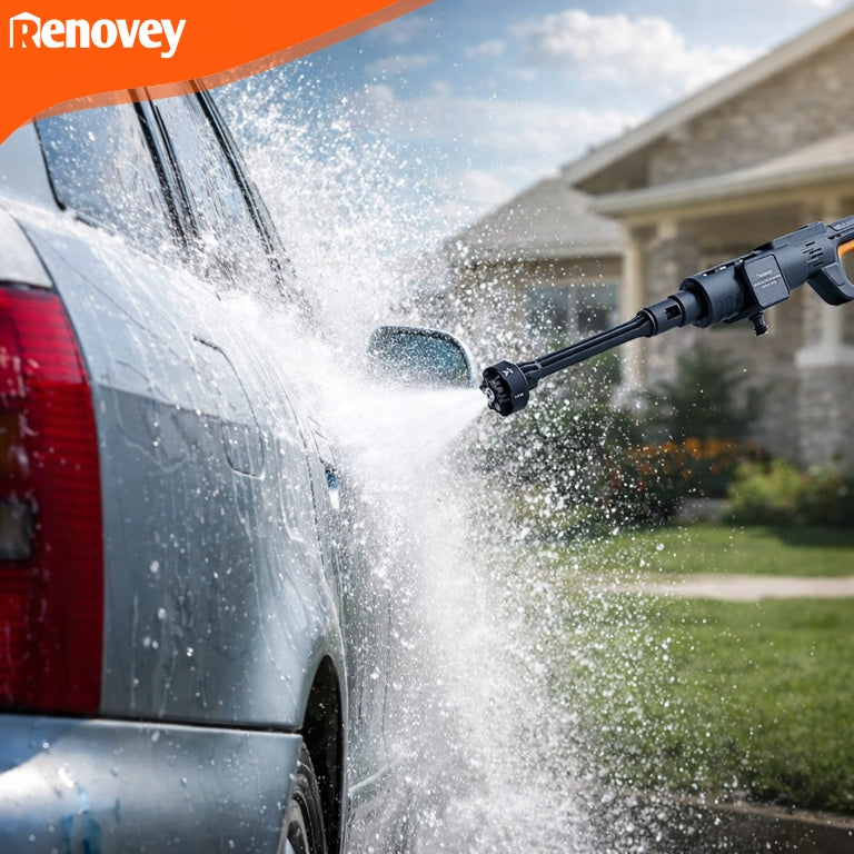 CORDLESS PRESSURE WASHER 60BAR AKU 12AH 21V MULTI NOZZLE SET POWERFUL Model Akumulatorowy