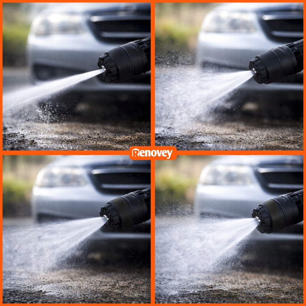 CORDLESS PRESSURE WASHER 60BAR AKU 12AH 21V MULTI NOZZLE SET POWERFUL Operating pressure 60 bar