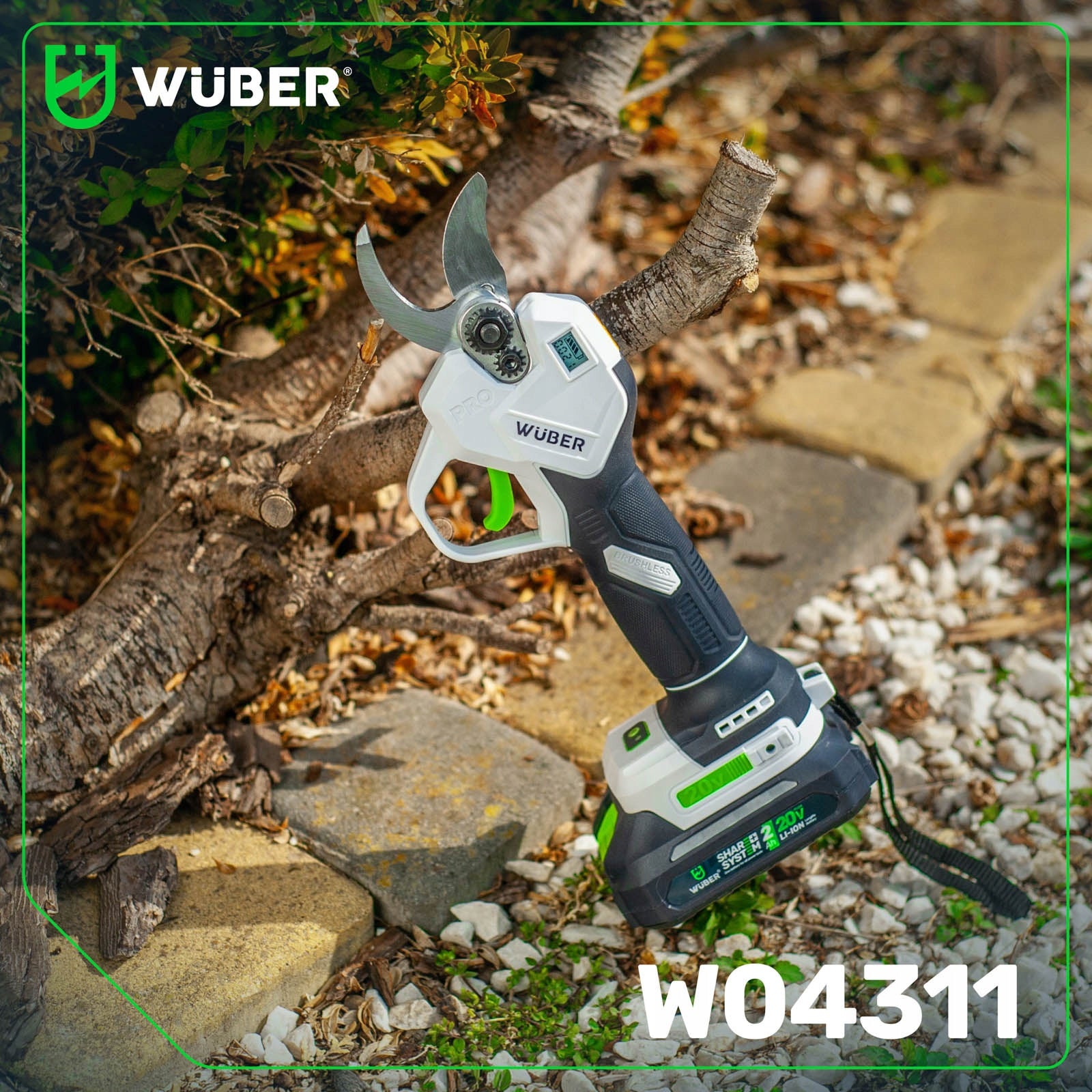 CORDLESS PRUNER 2.0 Ah GARDEN SHEARS FOR BRANCH 20V LCD + CHARGER Power supply battery operated