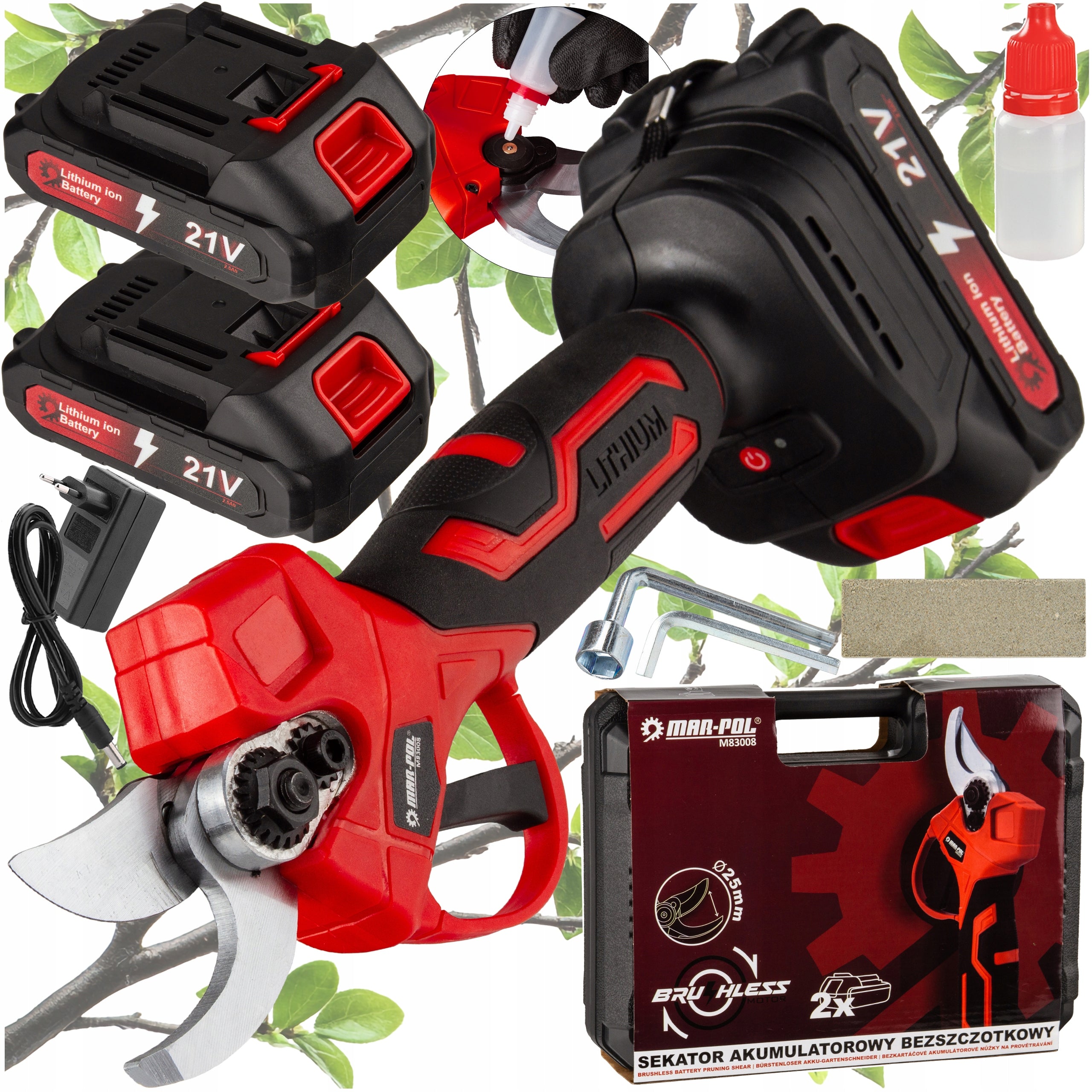CORDLESS PRUNER ELECTRIC GARDEN SHEARS 2xAKU 25mm SK-5