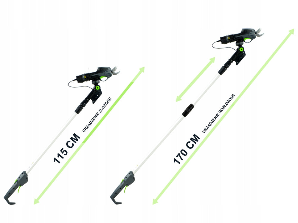 CORDLESS PRUNER FOR BRANCHES NAC 7.2 V 2 Ah LENGTH ADJUSTMENT UP TO 320 CM Maximum cut branch thickness 18 mm