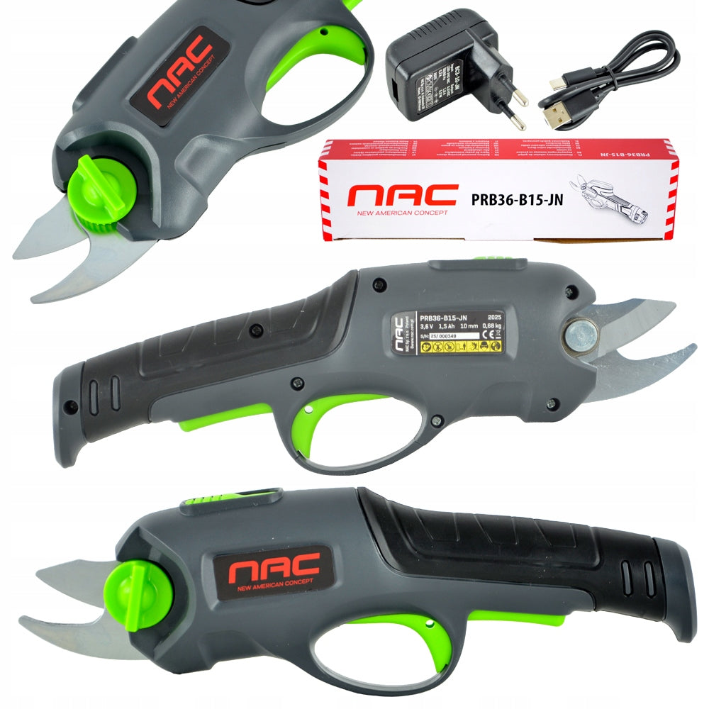 CORDLESS PRUNER FOR CUTTING BRANCHES NAC 1,5 Ah 800 CUTS ON 1 CHARGE
